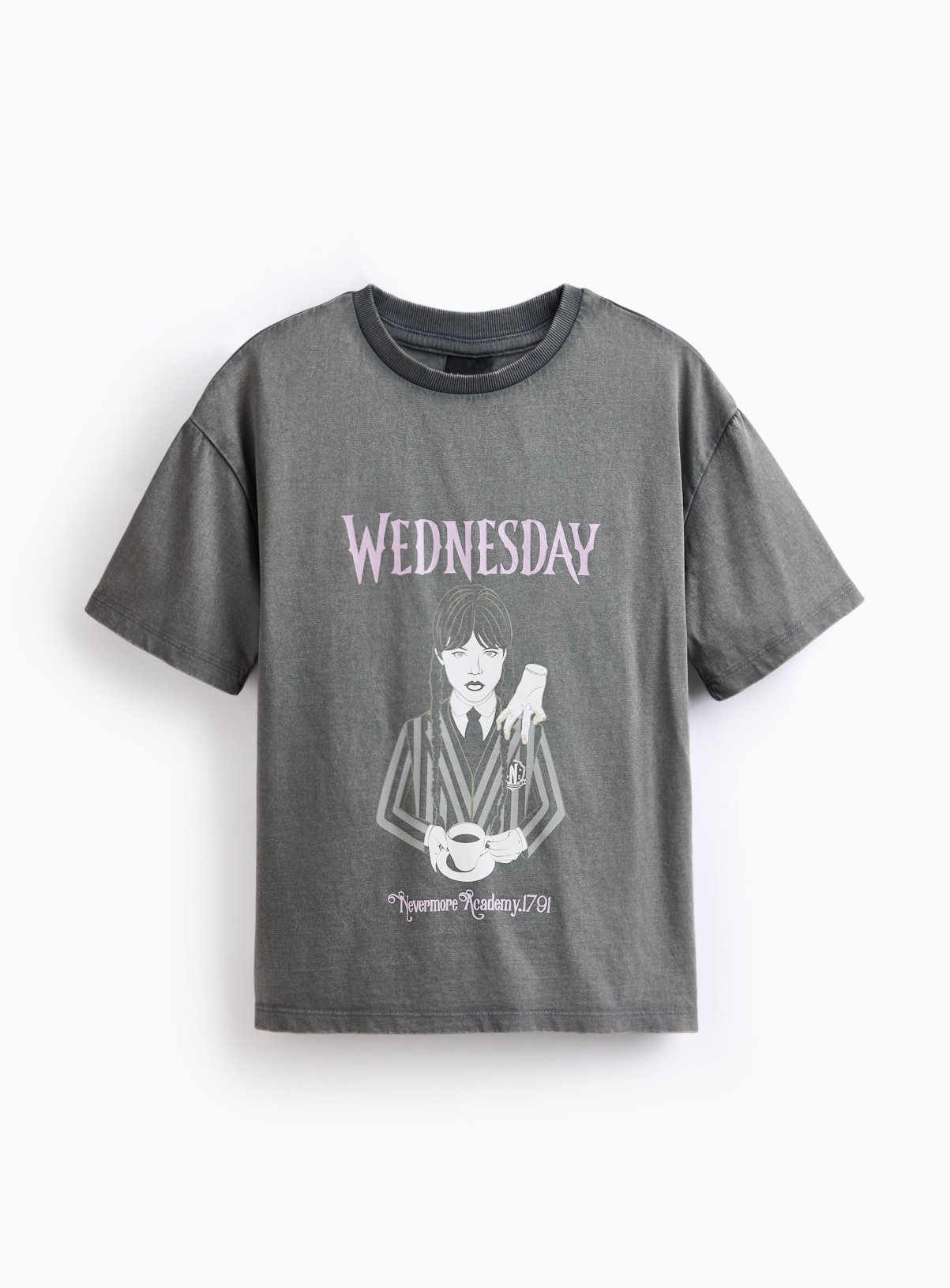 Charcoal Halloween Wednesday Graphic T-Shirt 7 years