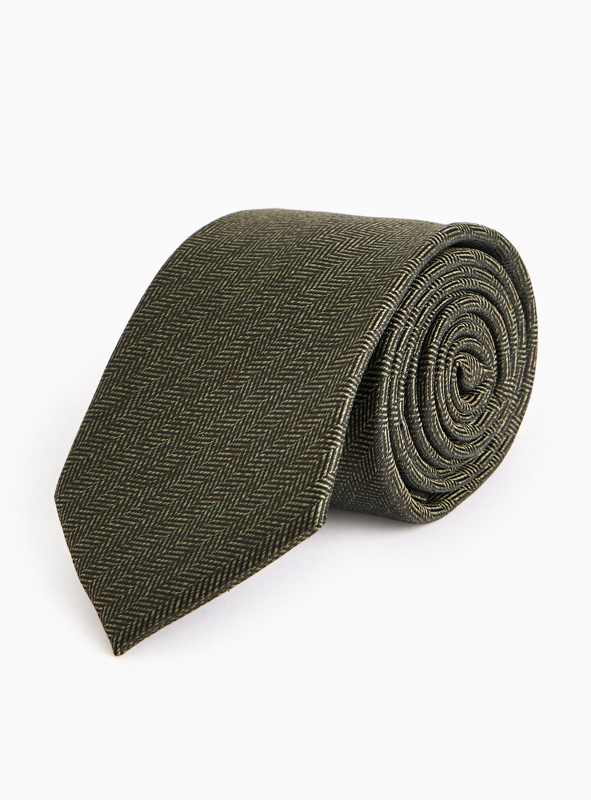 Green Herringbone Printed Tie One Size