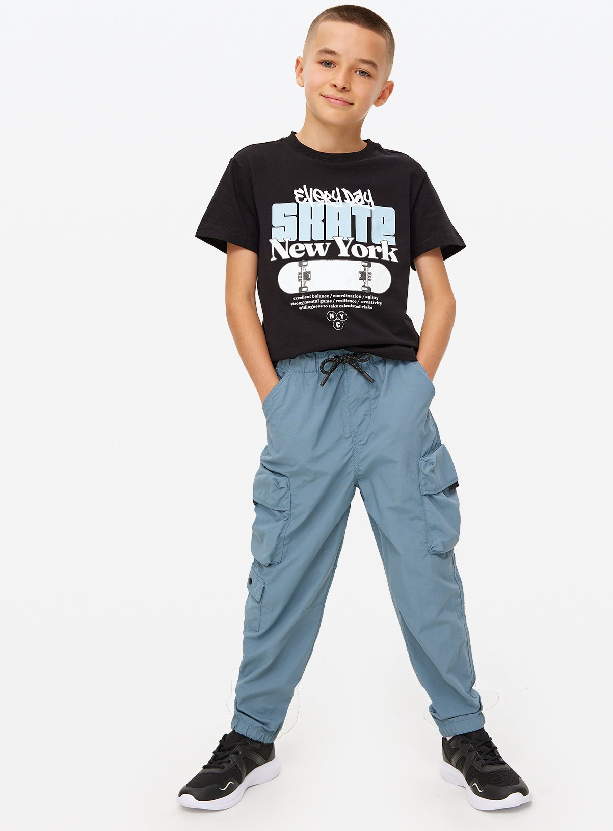 Blue Woven Cargo Trousers 5 years
