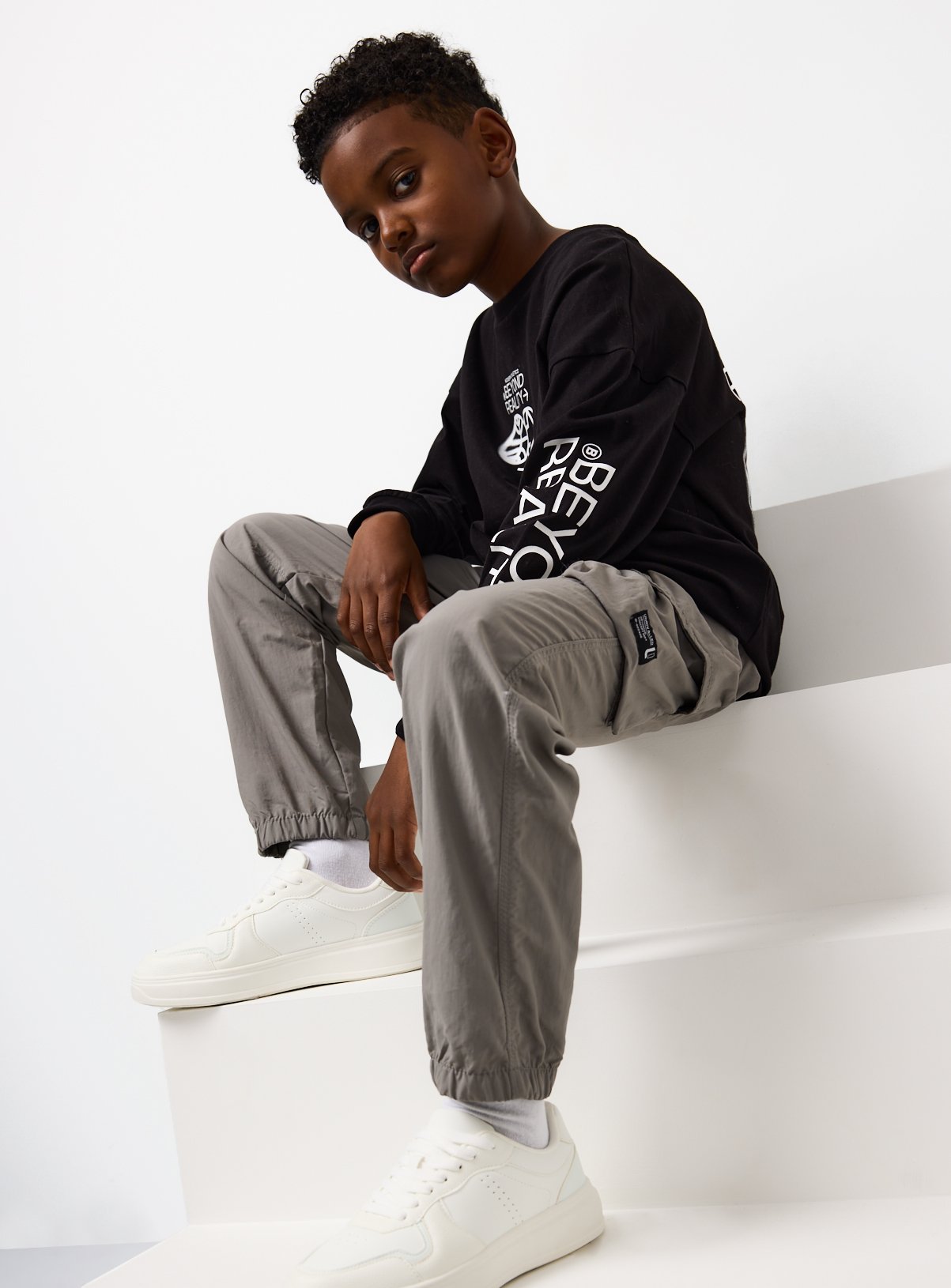 Charcoal Woven Cargo Trousers 5 years
