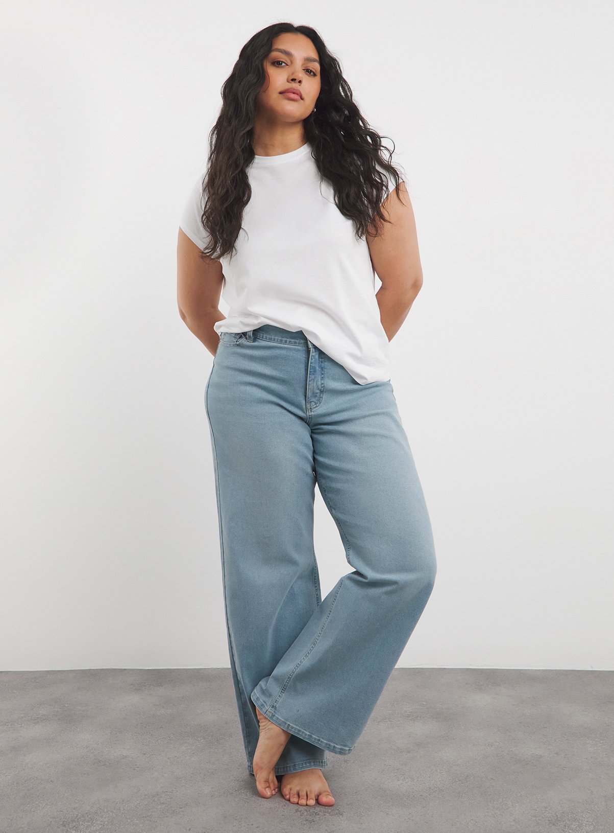 SIMPLY BE 24/7 Wide Leg Jeans Light Wash 