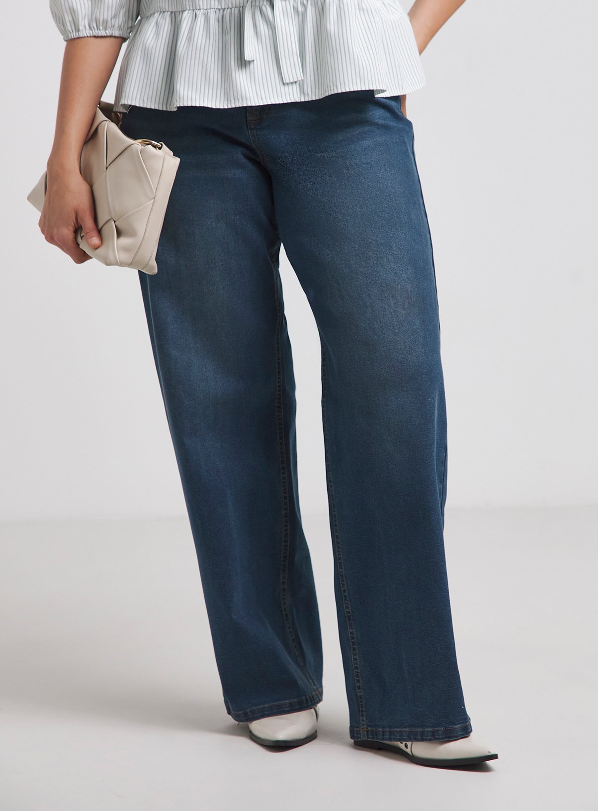 SIMPLY BE 24/7 Wide Leg Jeans Vintage Blue 