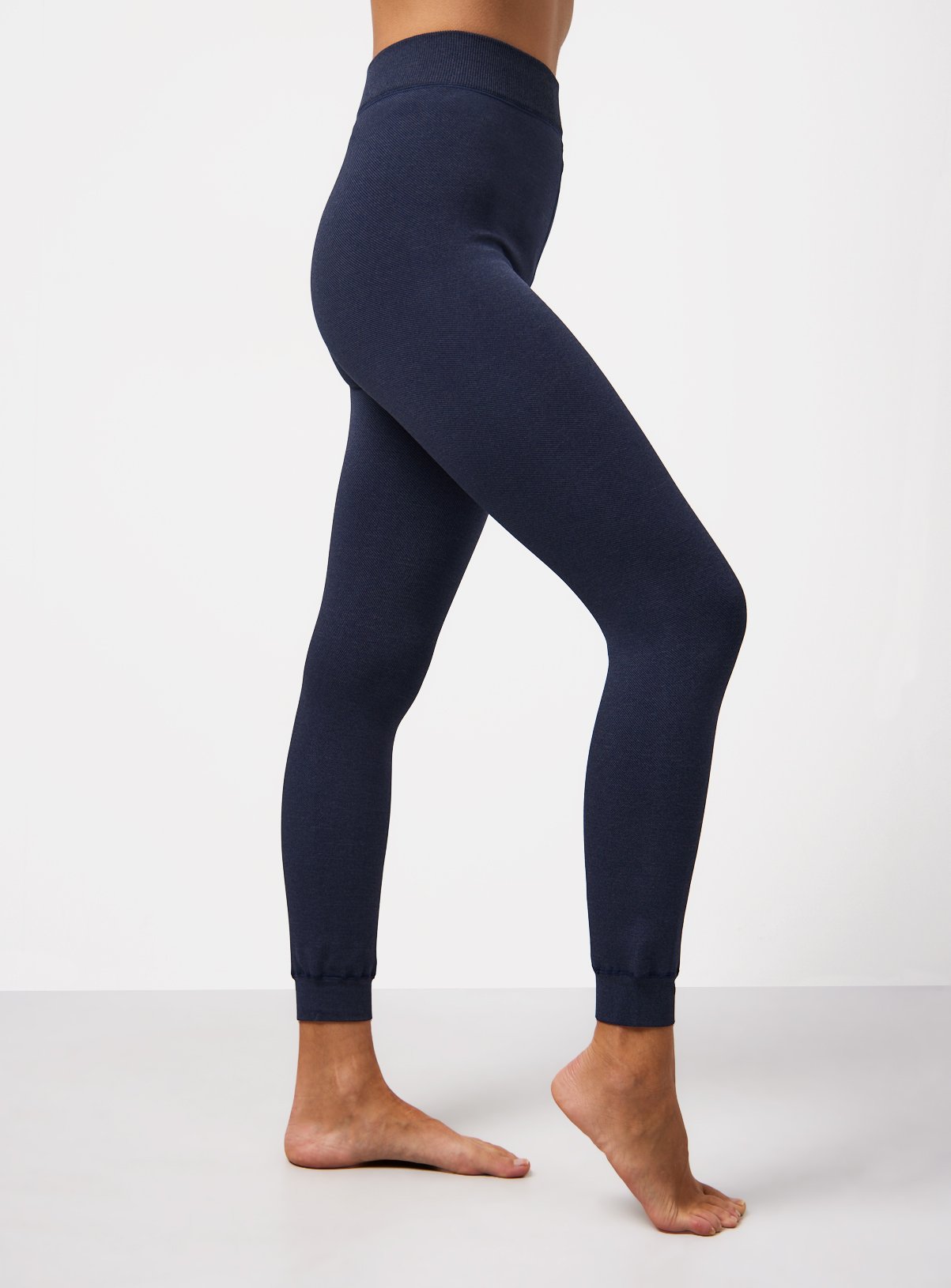 Navy Fur Lined Thermal Leggings 
