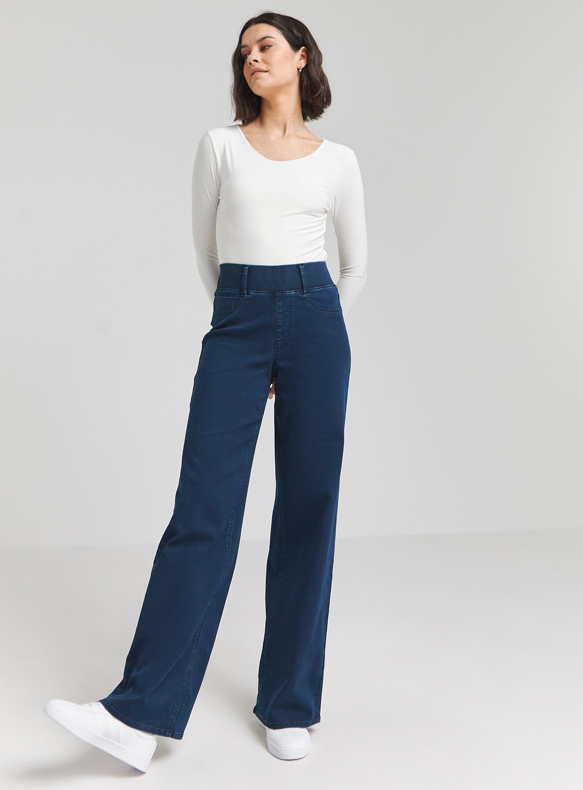 SIMPLY BE Wide Leg Pull On Jegging Indigo 