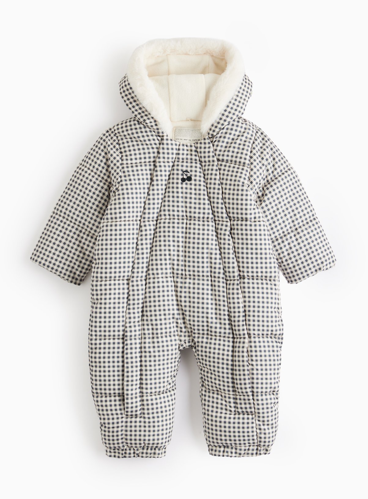 Gingham Printed Fleece Lined Snowsuit