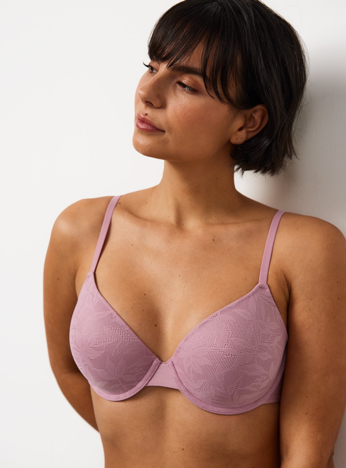 Lilac Stretch Lace Full Cup T-Shirt Bra 34D