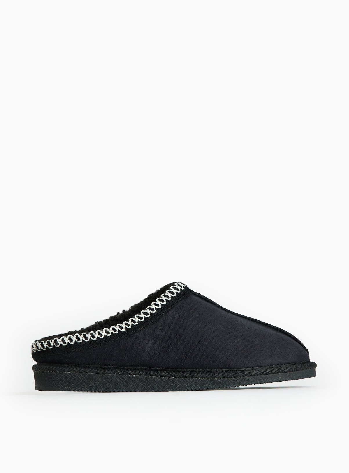 Black Stitch Detail Platform Slippers