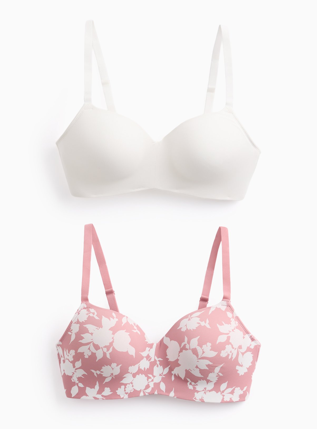 Pink Floral & White Lightly Padded T-Shirt Bra 2 Pack