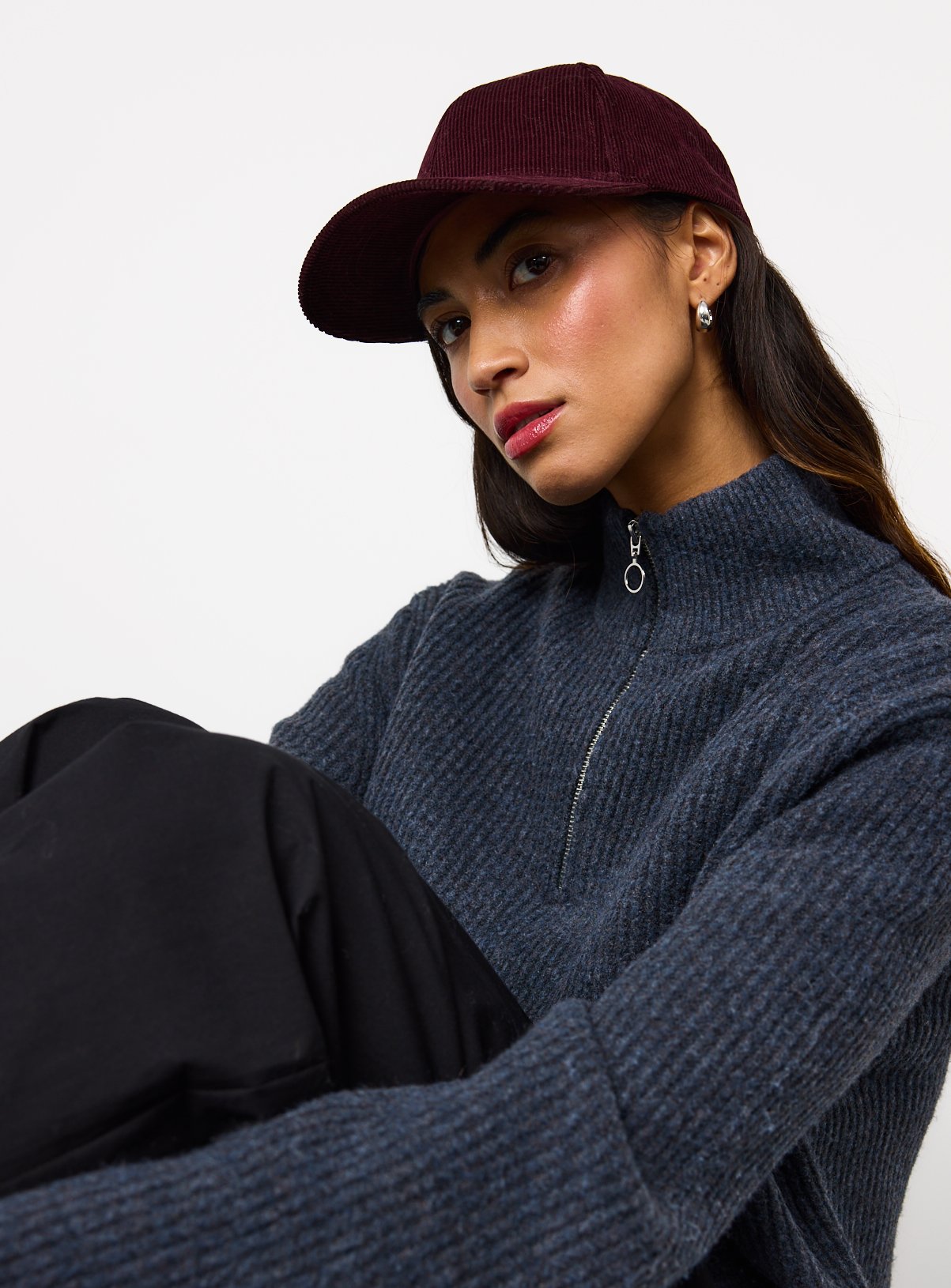 Burgundy Corduroy Cap  One Size