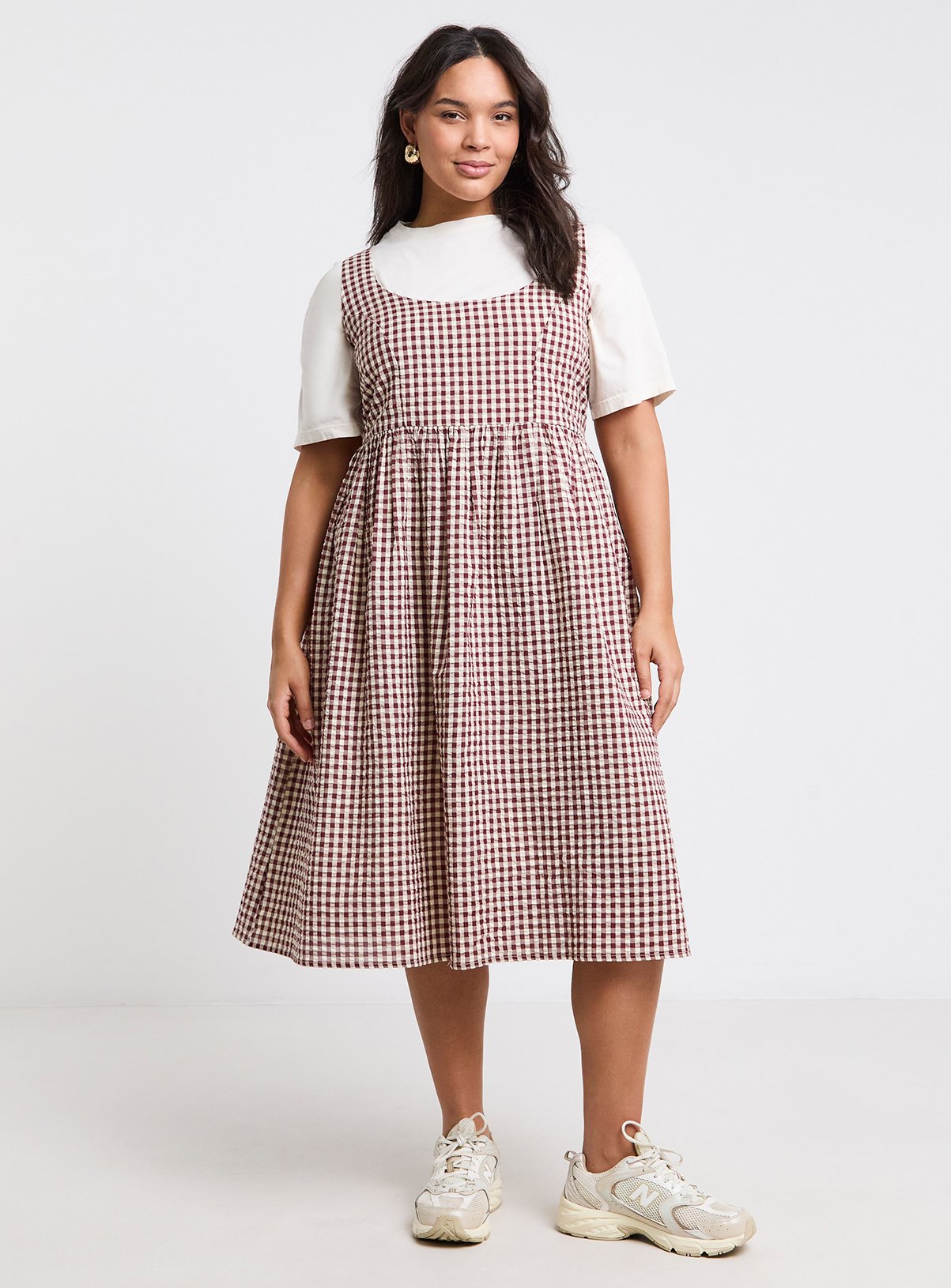 SIMPLY BE Gingham Apron Dress 14