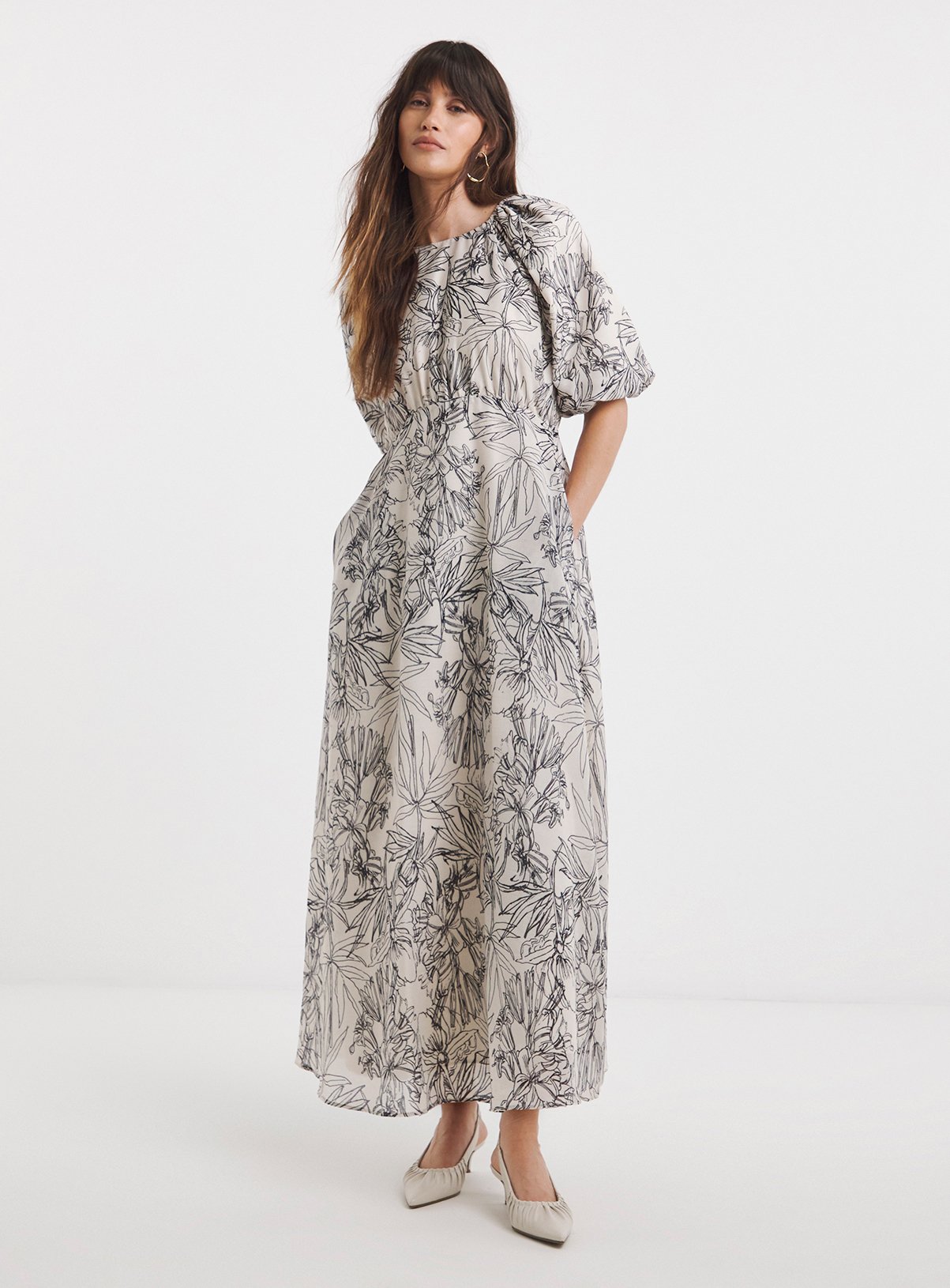JD WILLIAMS Voile Bubble Sleeve Dress 