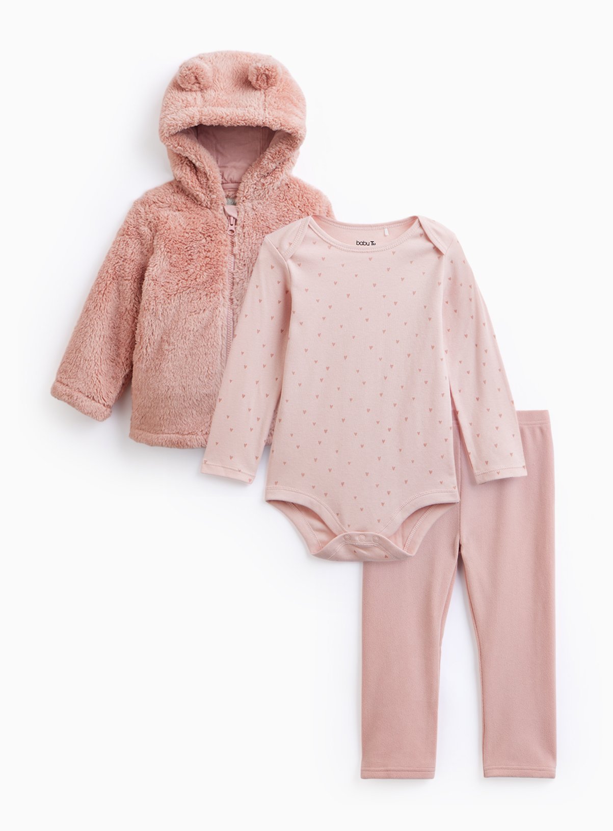 Pink Fluffy Jacket 3 Piece Set  18-24 months