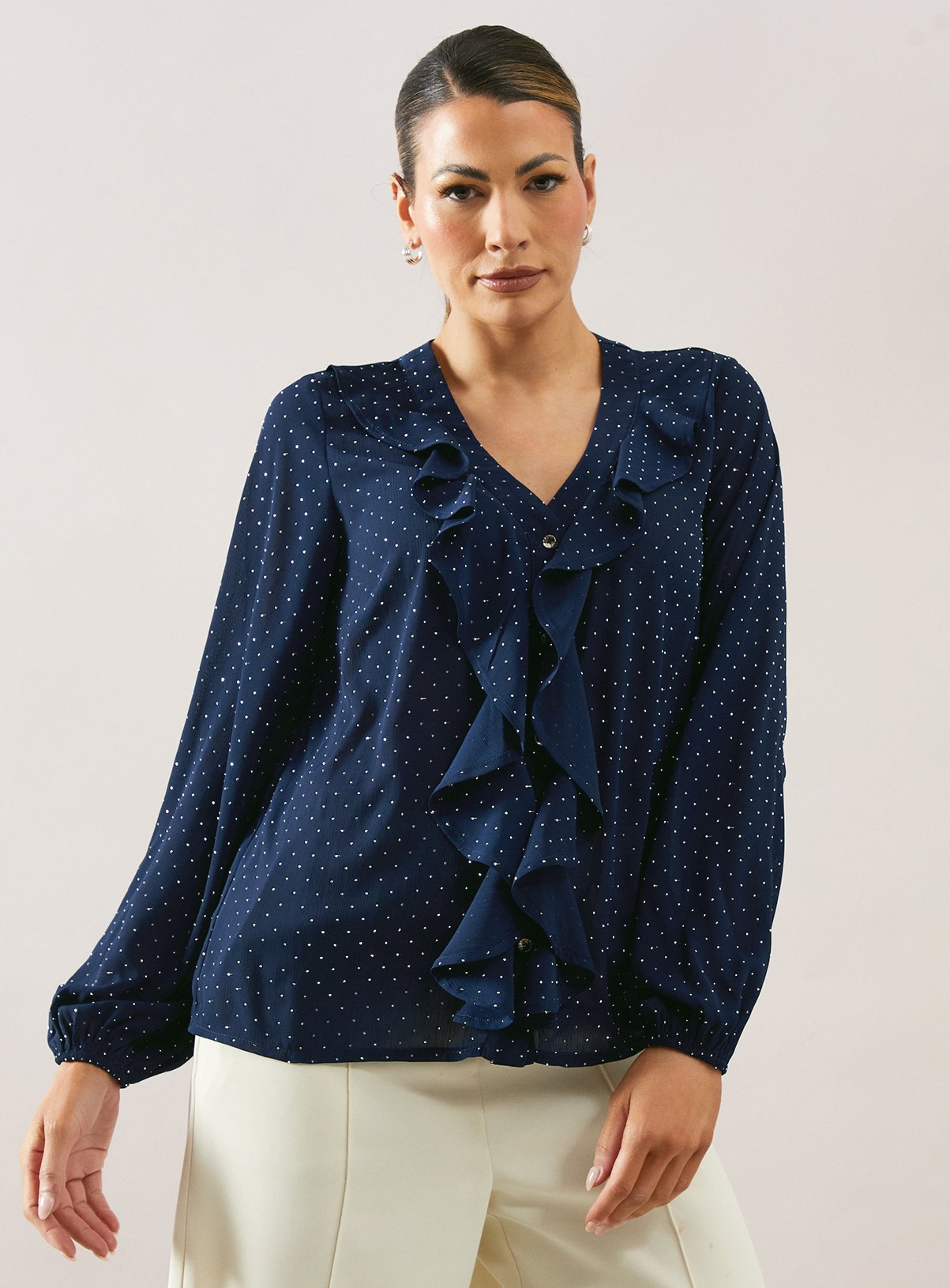 WALLIS Occasion Hotfix Ruffle Front Blouse 