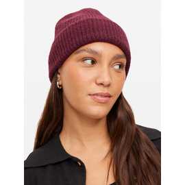 Burgundy Knitted Beanie Hat One Size