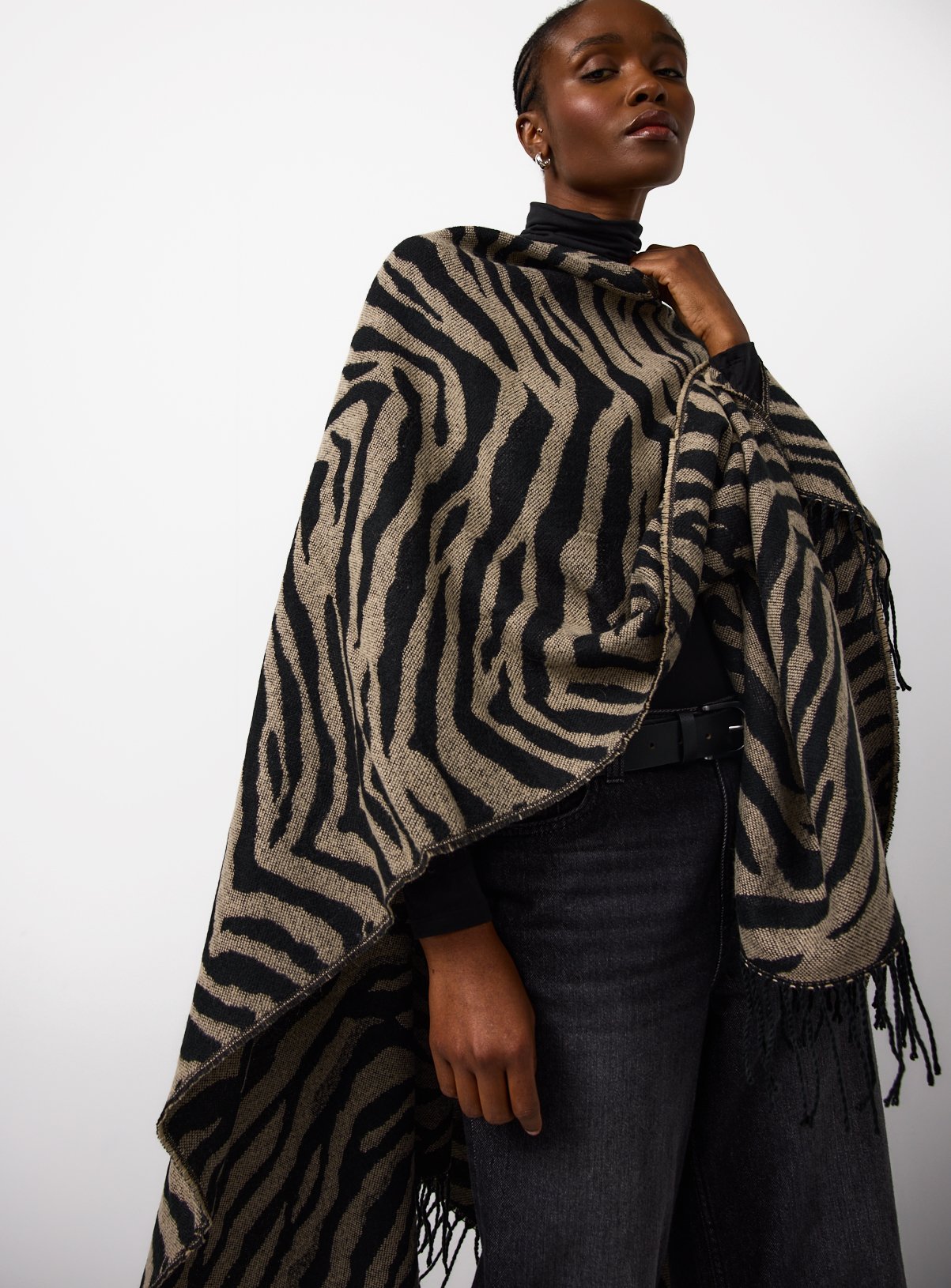 Zebra Printed Midweight Cape One Size