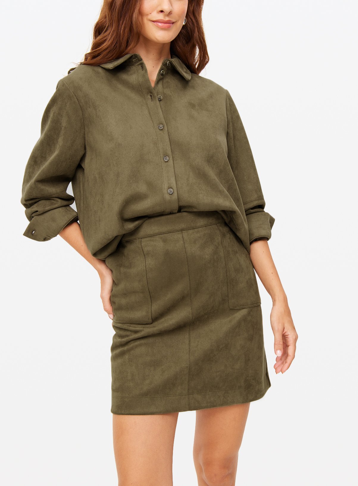Khaki Suedette Mini Skirt 20