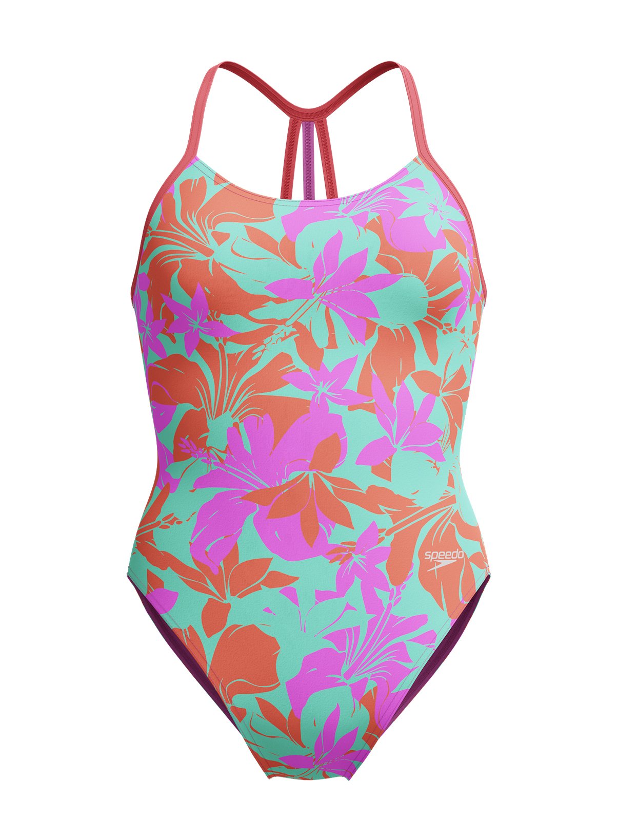 SPEEDO Girls Allover Lane Line Back Swimsuit 
