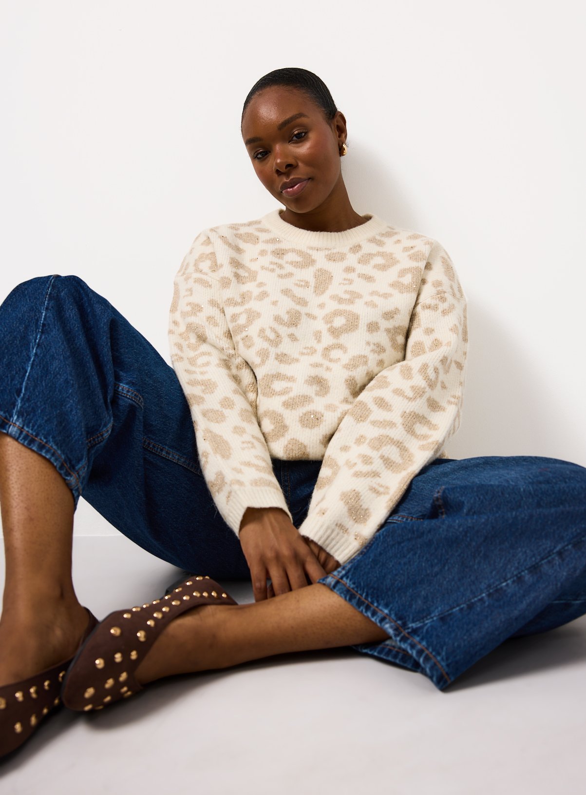 Cream Animal Print Sequin Jumper 24