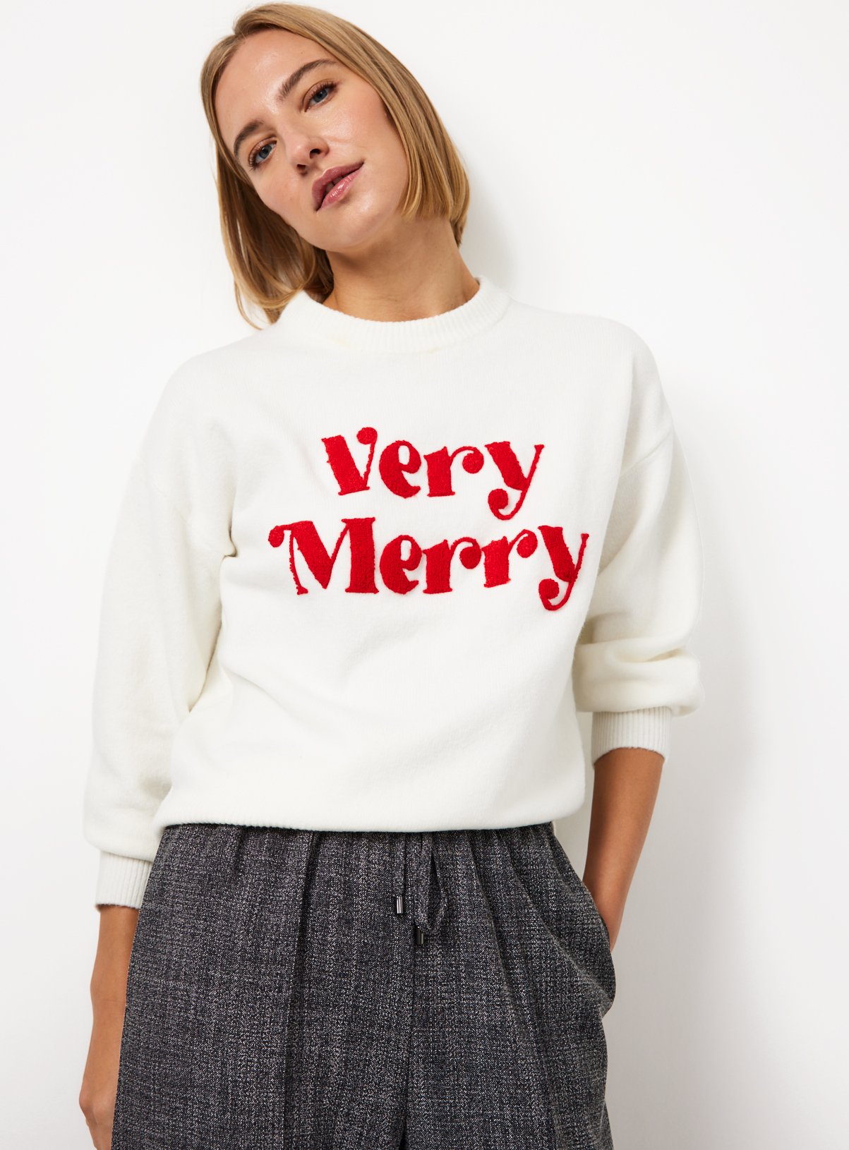 Matching Family Women's Cream Very Merry Christmas Jumper 