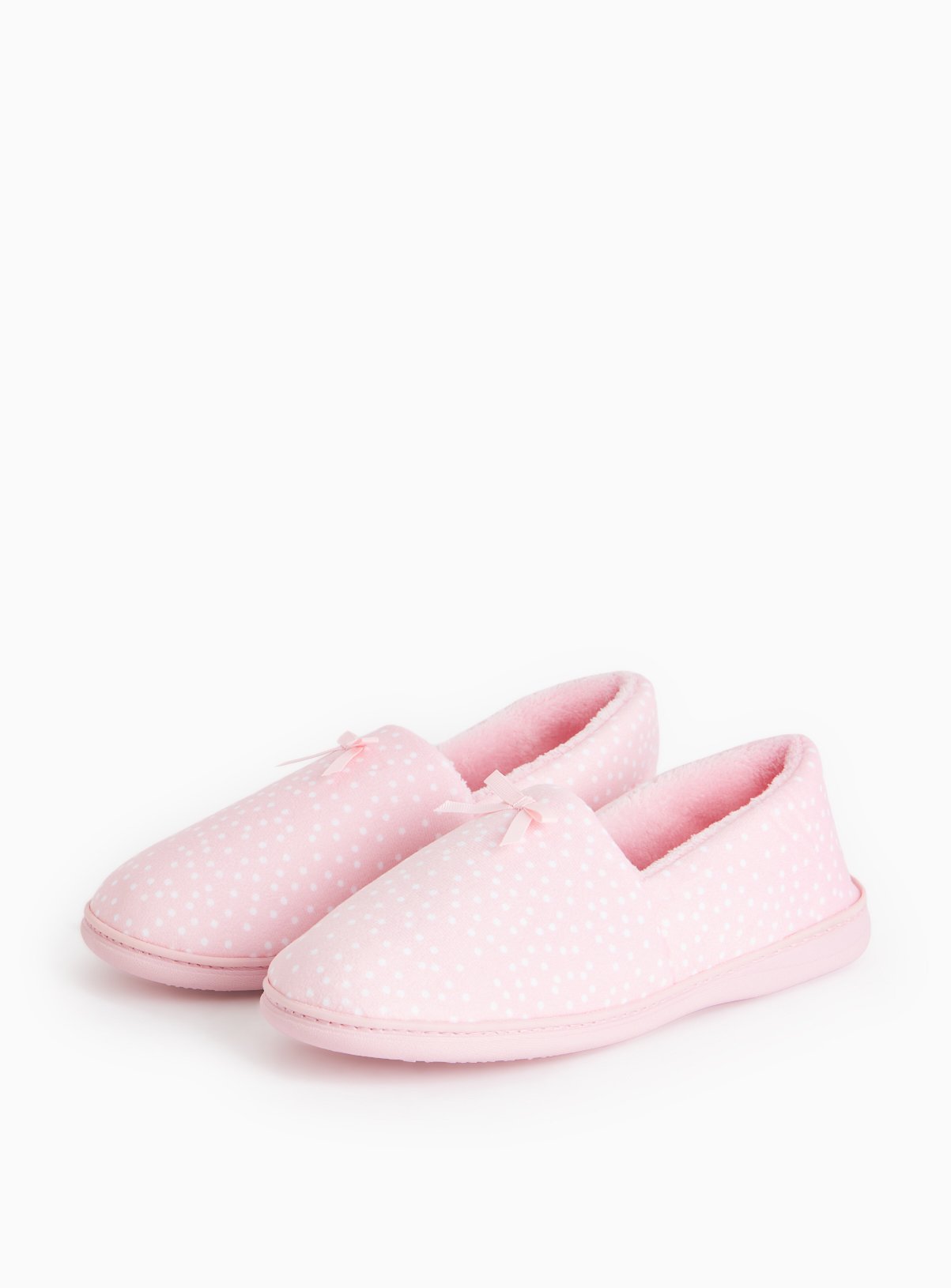 Pink Spot Printed Fleece Lined Full Slippers