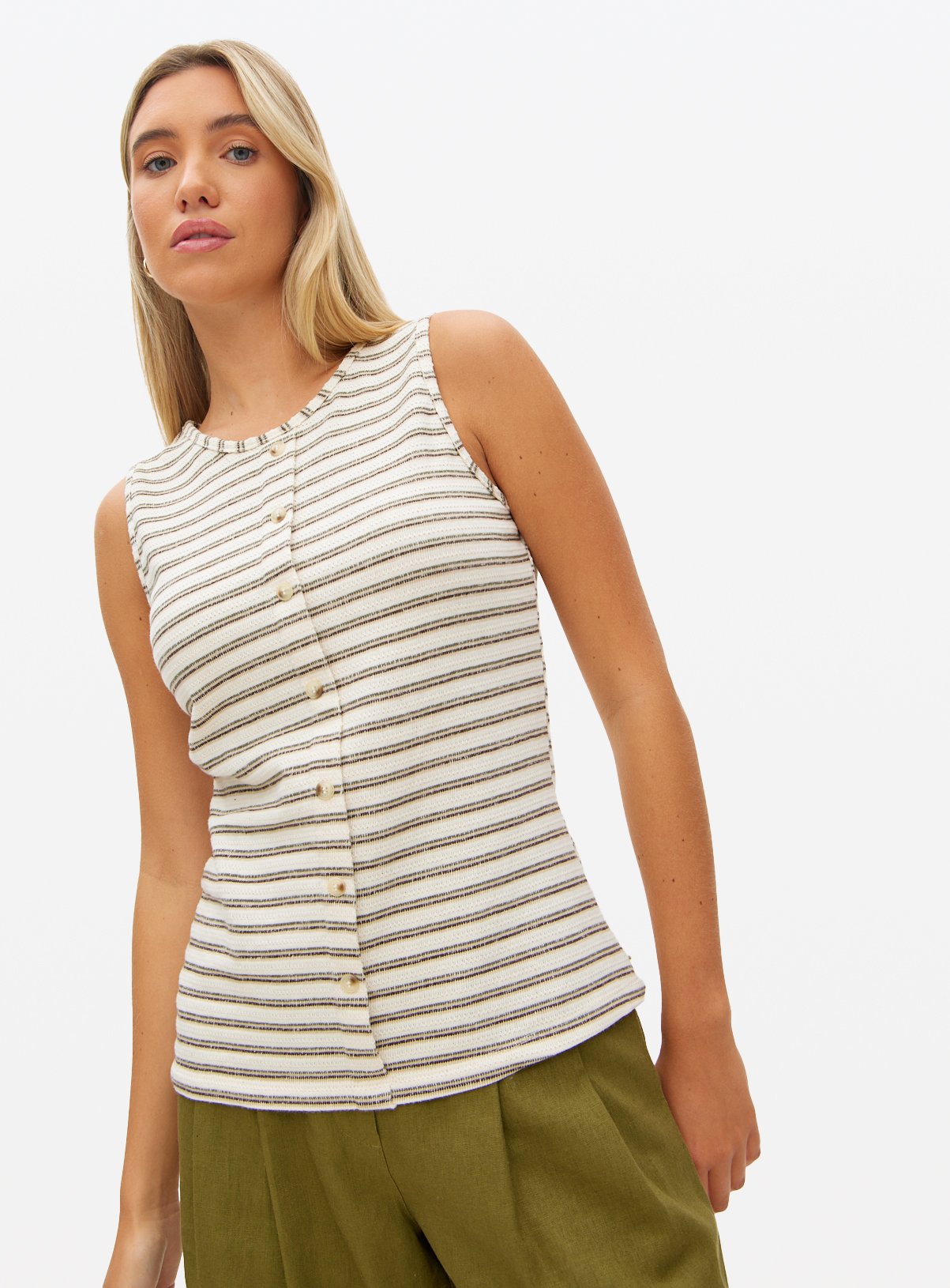 Button Through Sleeveless Vest 