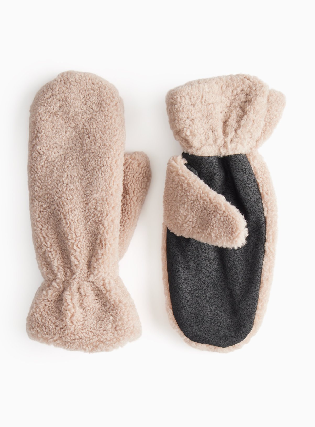 Neutral Borg Fleece Mittens One Size