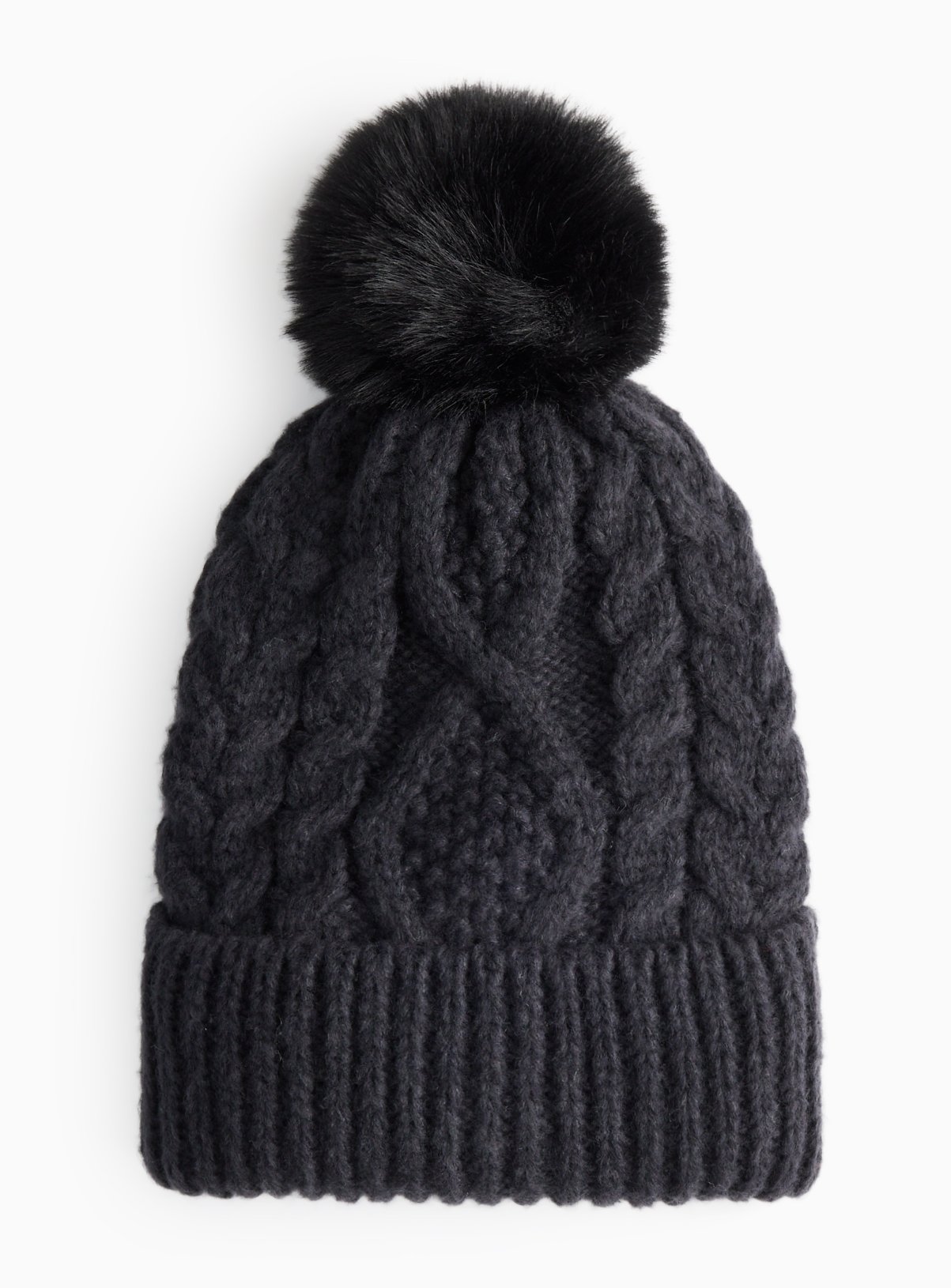 Black Cable Knitted Beanie One Size