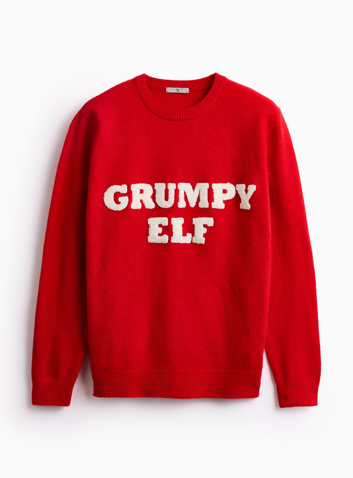 Matching Family Men's Red Grumpy Elf Slogan Christmas Jumper