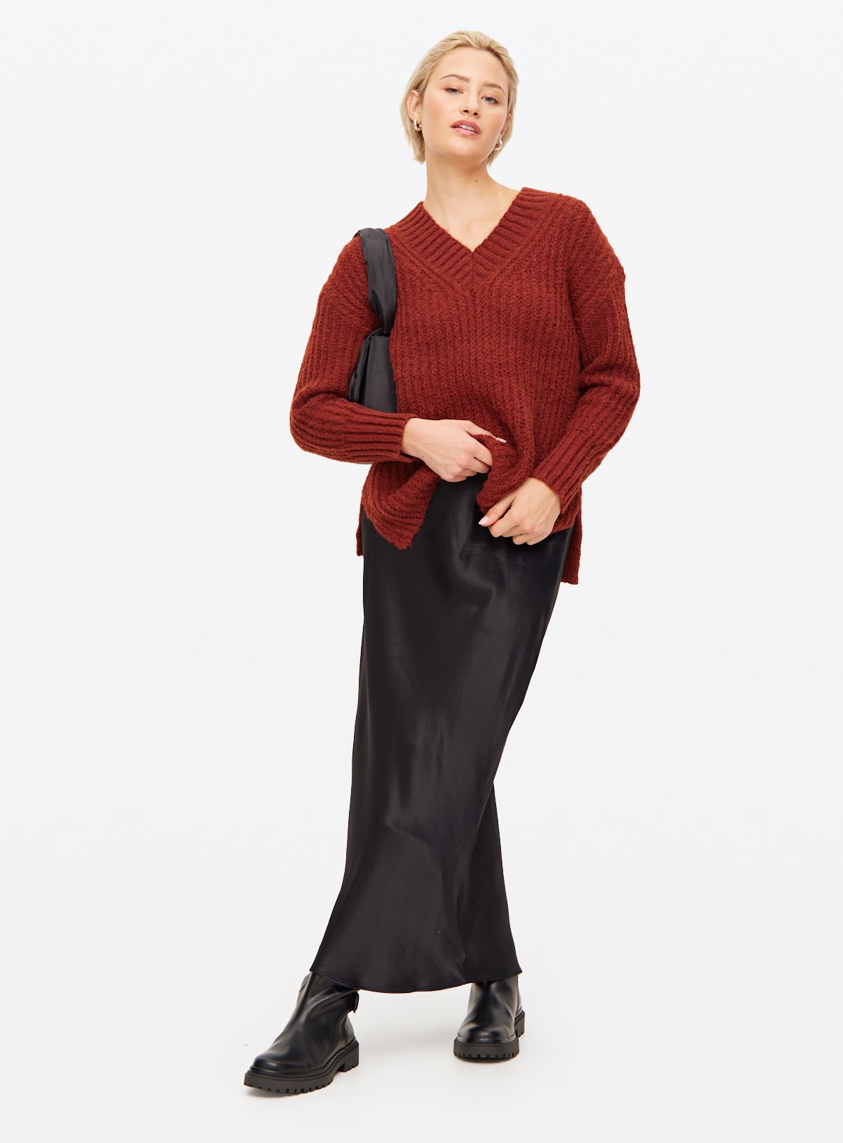 Black Satin Midaxi Skirt 18