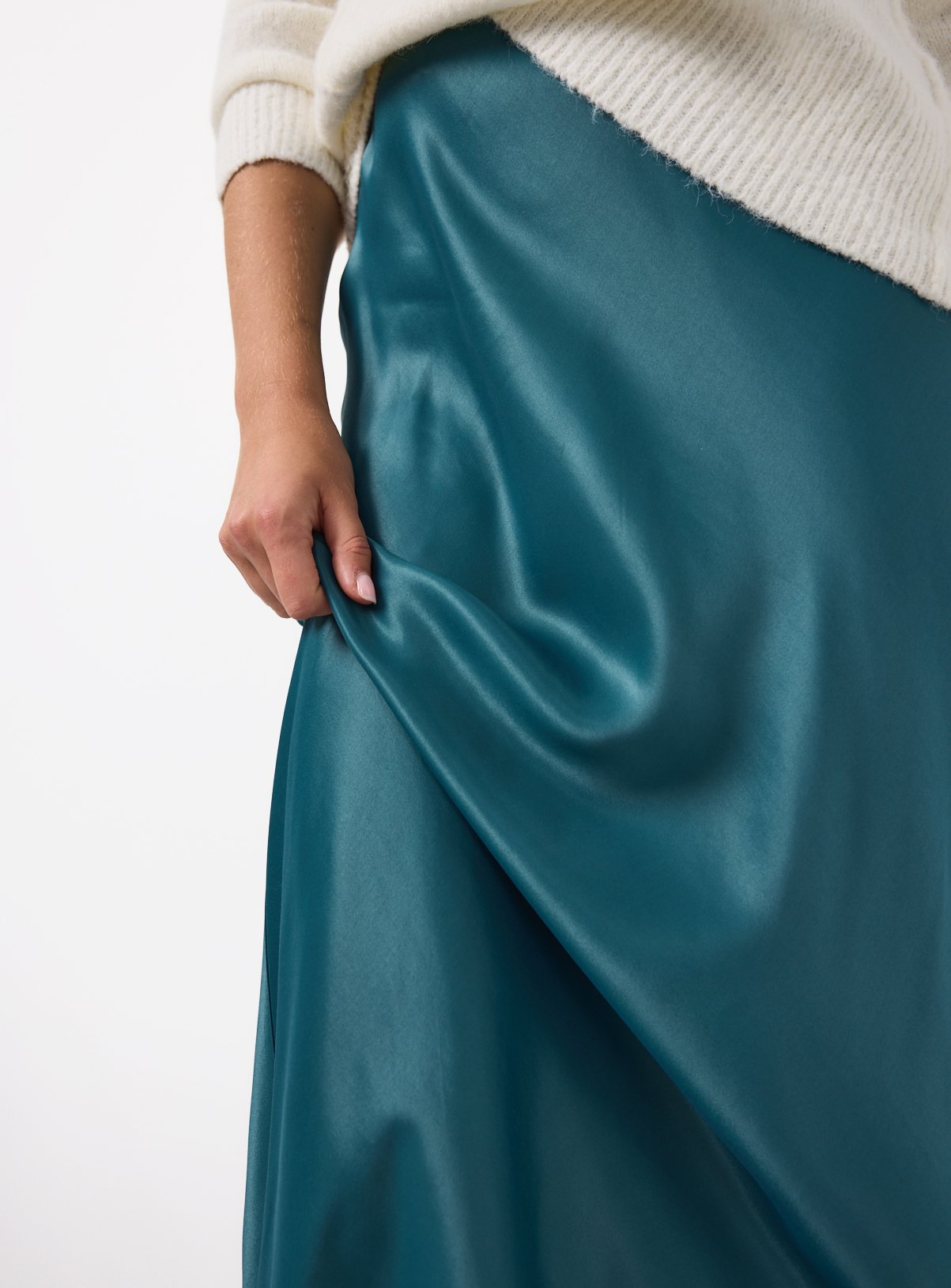Teal Satin Midaxi Skirt 20