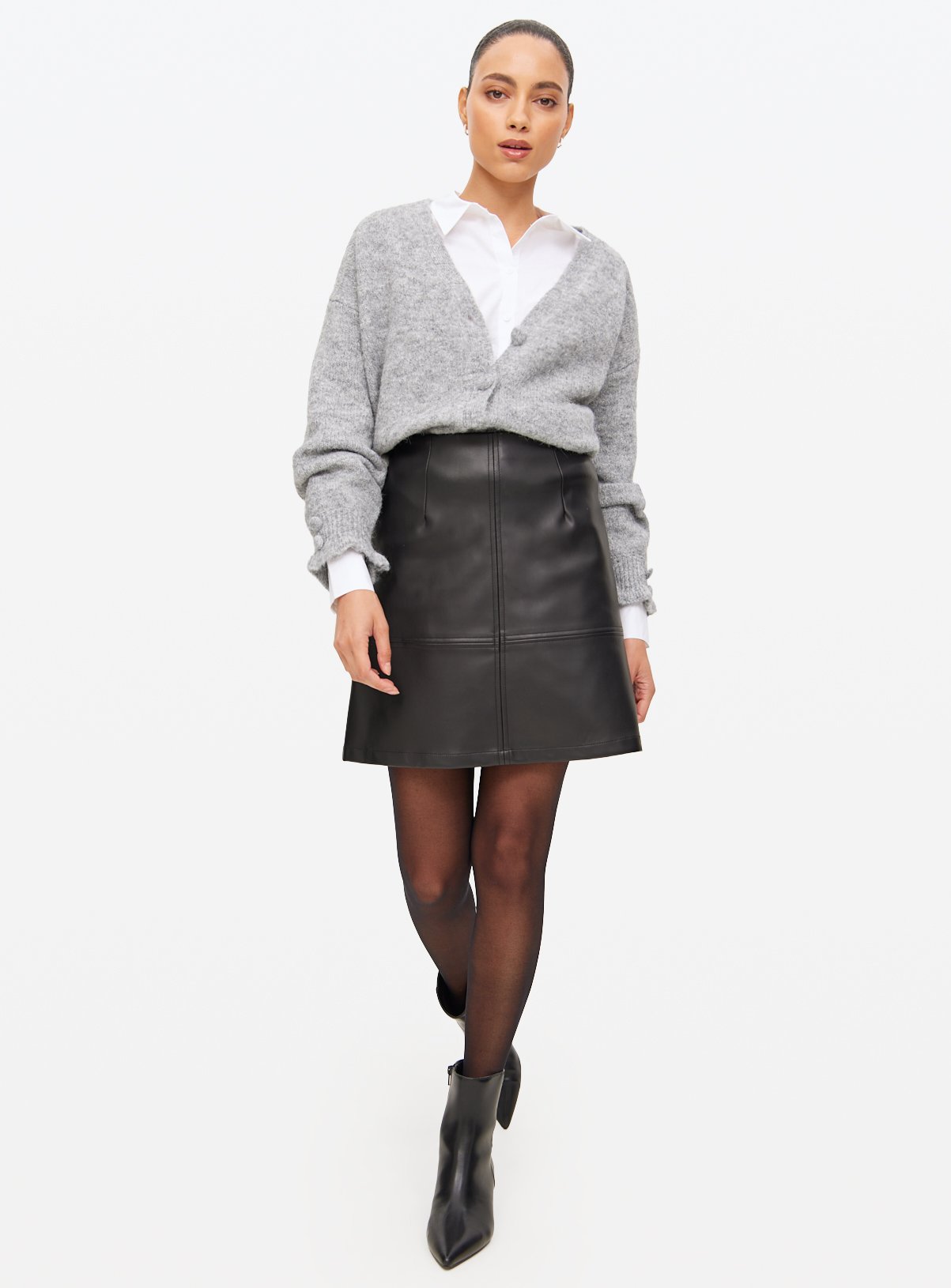 Faux Leather A-Line Mini Skirt 