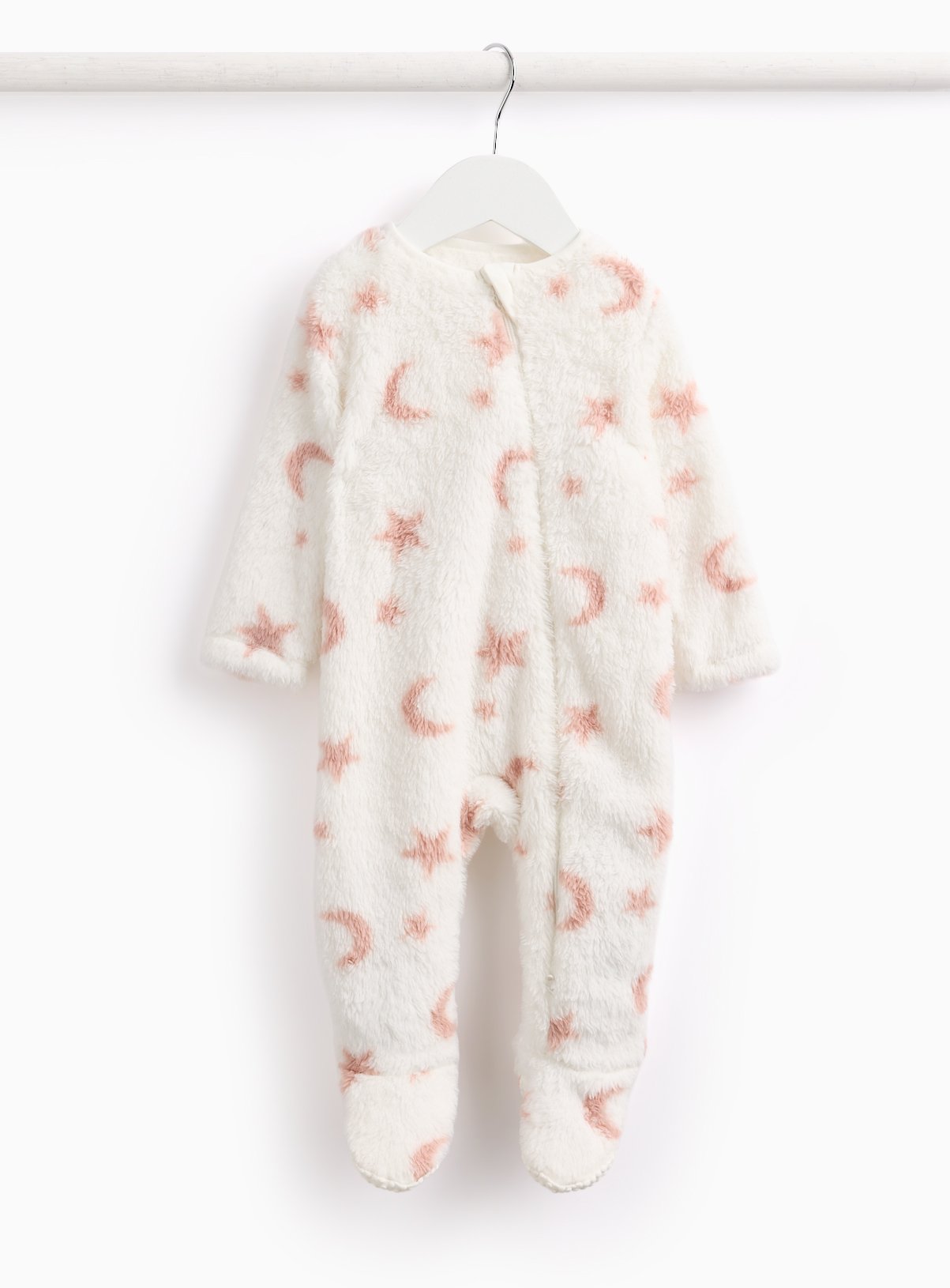 Moon And Stars Printed Fleece Sleepsuit  