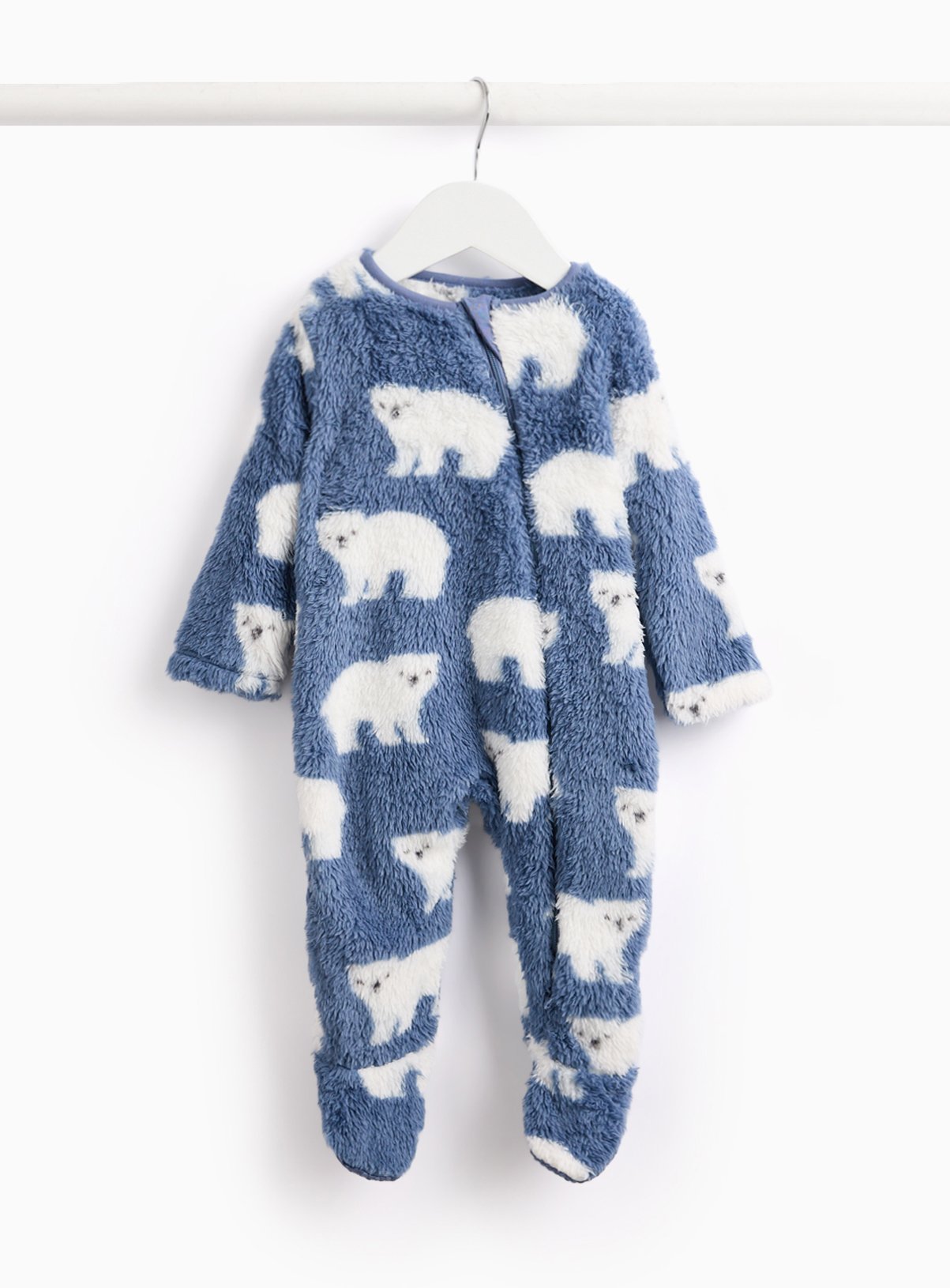Blue Polar Bear Fleece Sleepsuit 18-24 months