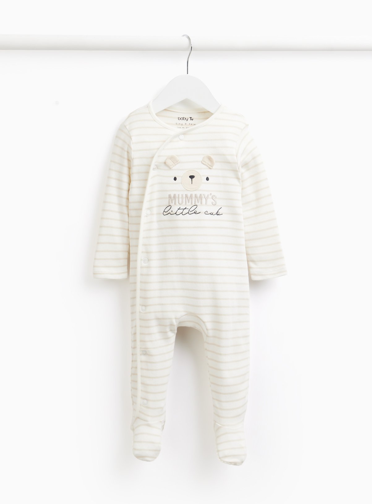 Mummy's Little Cub Slogan Striped Sleepsuit 