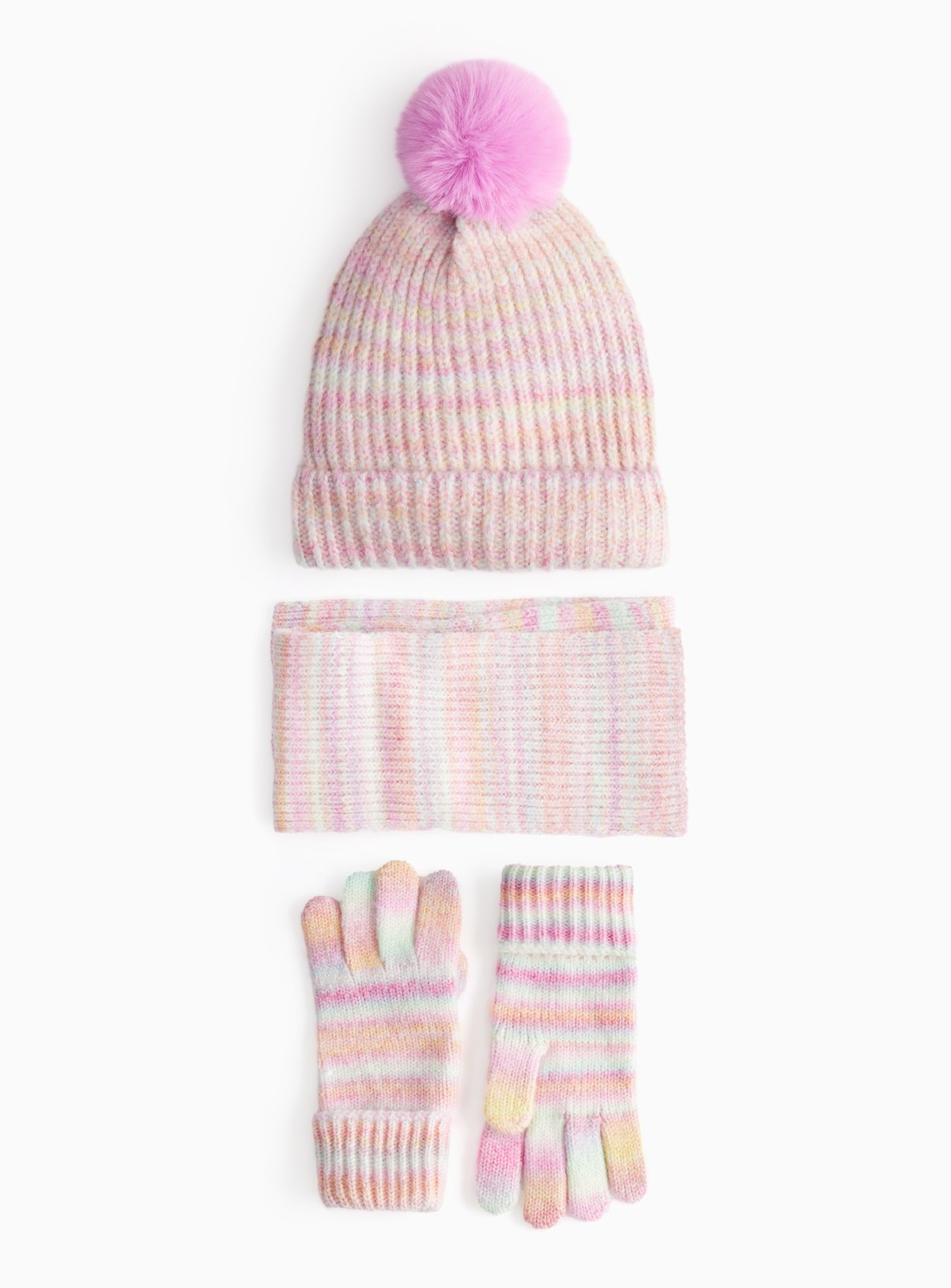 Rainbow Knitted Scarf 3-Piece Set