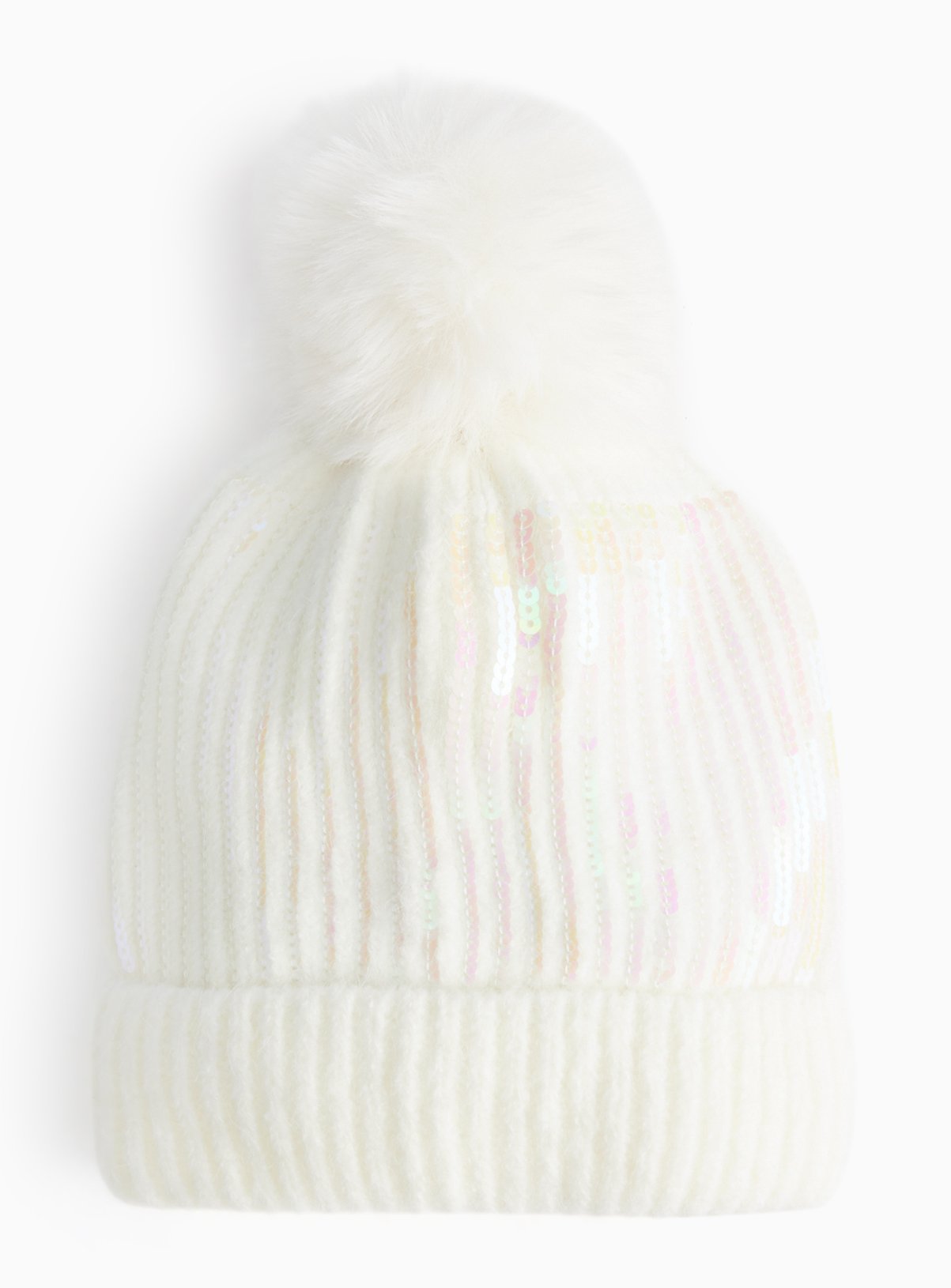 Cream Cable Knit Sequin Beanie 