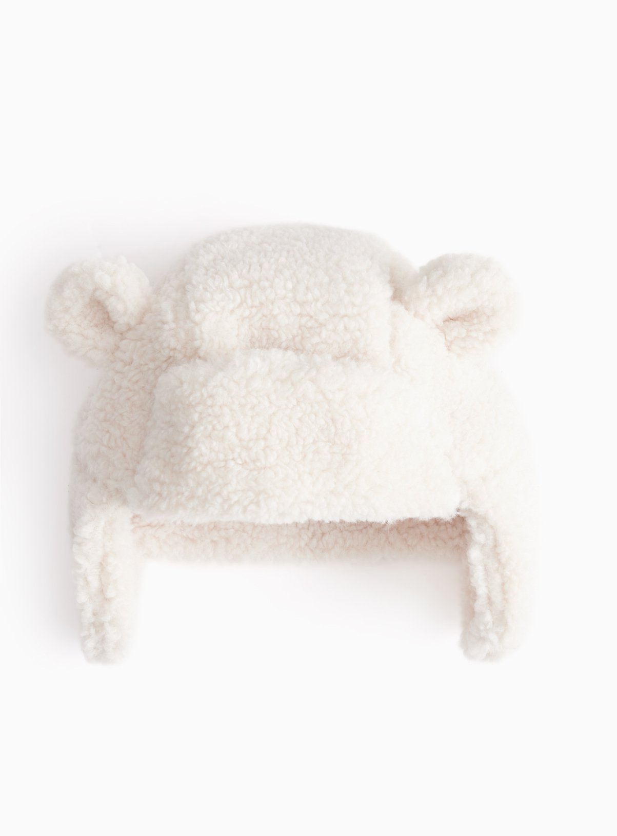 Cream Borg Fleece Trapper Hat 