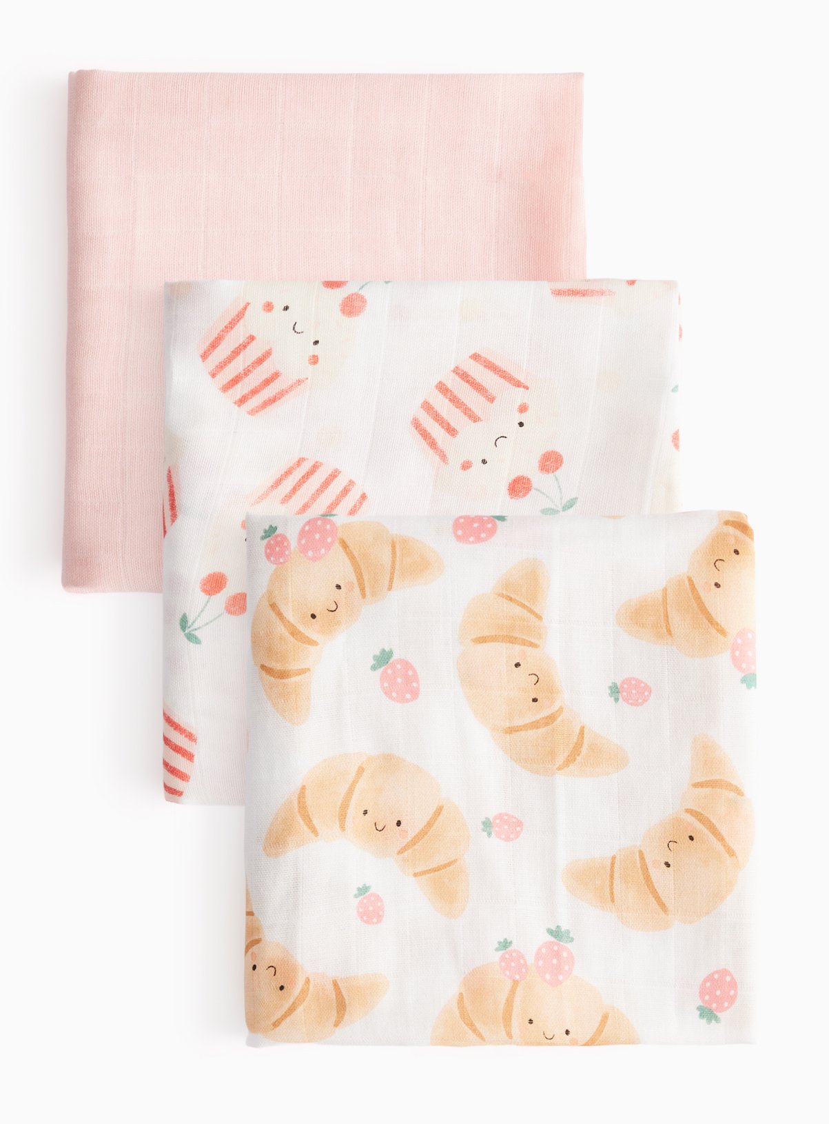 Food Printed Muslin Cloths 3 Pack One Size