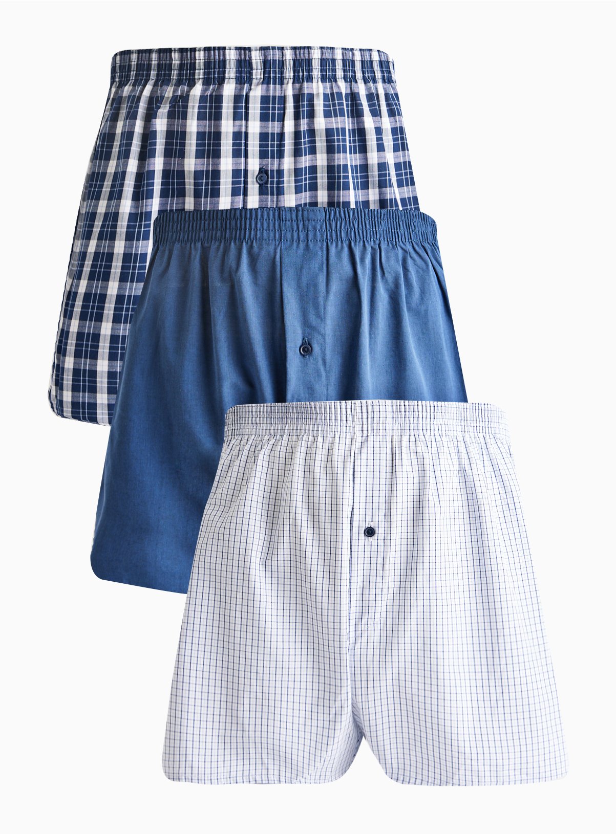 Blue Check Woven Boxers 3 Pack XXXXL