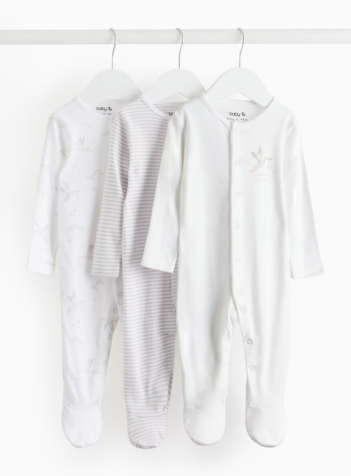 Stork Printed Sleepsuit 3 Pack 