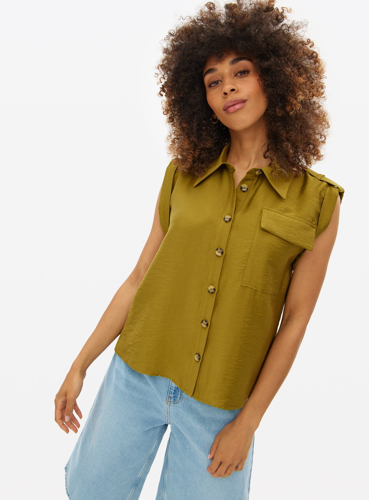 Green Sleeveless Utility Shirt 20