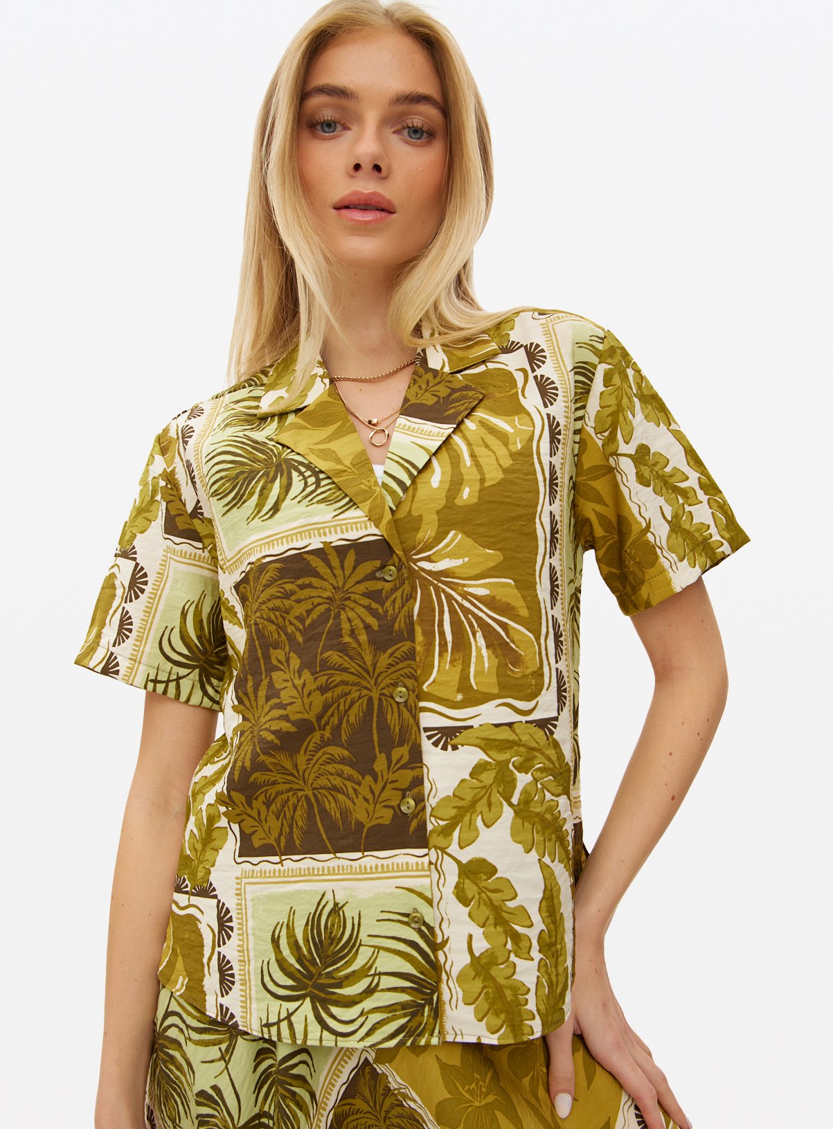 Green Safari Print Co-ord Shirt