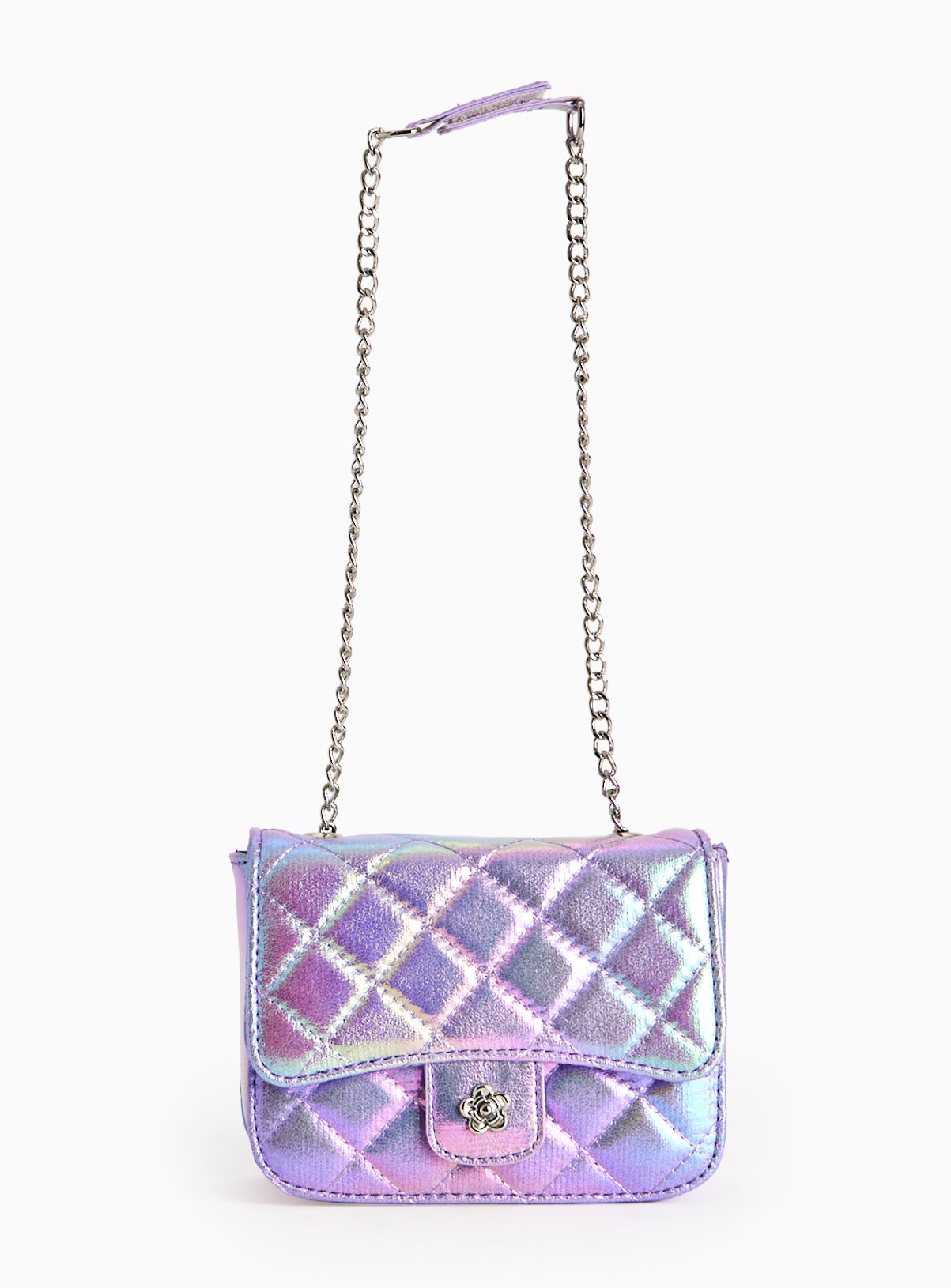Lilac Iridescent Quilted Party Bag One Size