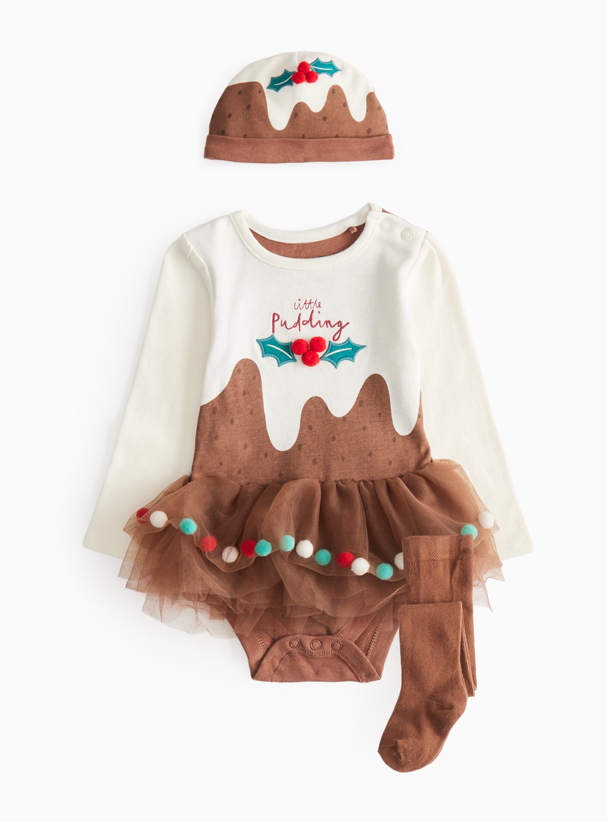 Christmas Pudding Print Tutu Bodysuit Set 18-24 months