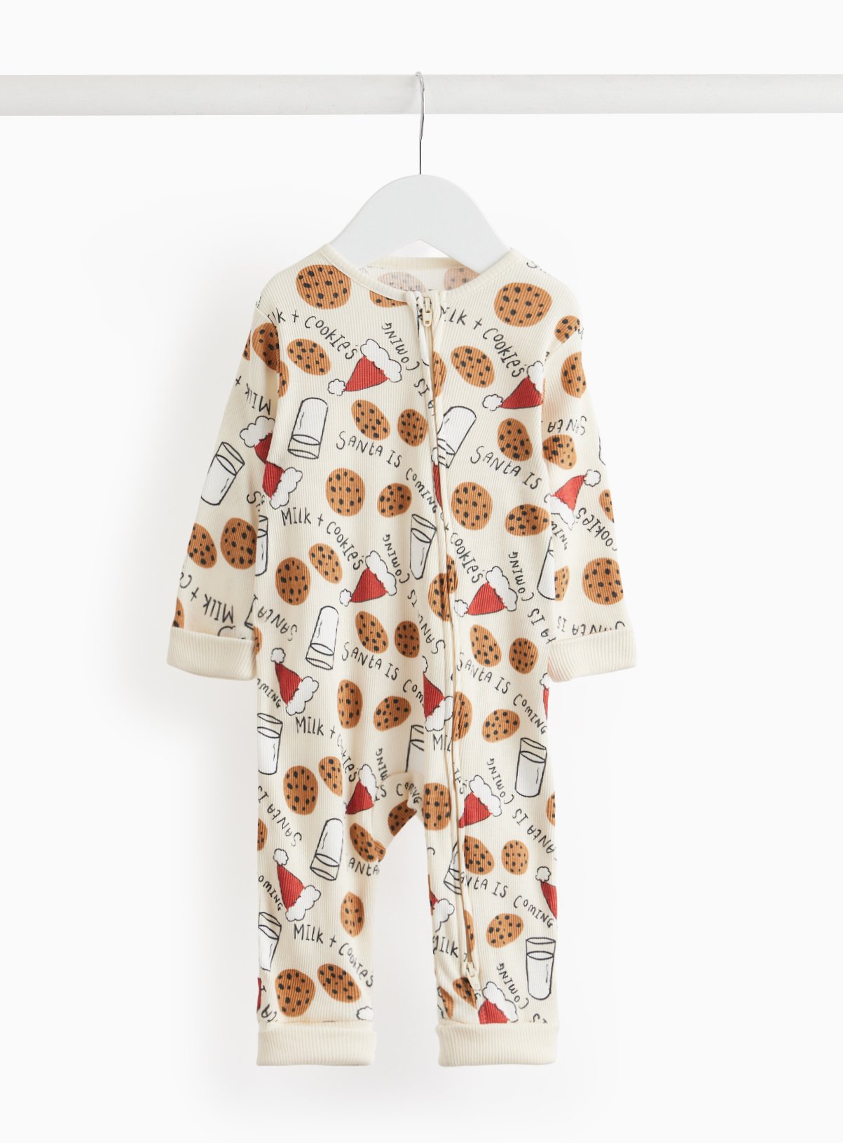 Christmas Cookie Print Two-Way Zip Sleepsuit