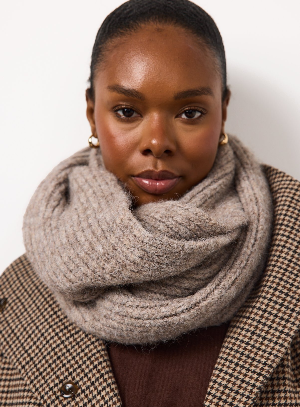 Oatmeal Ribbed Knitted Neck Warmer One Size