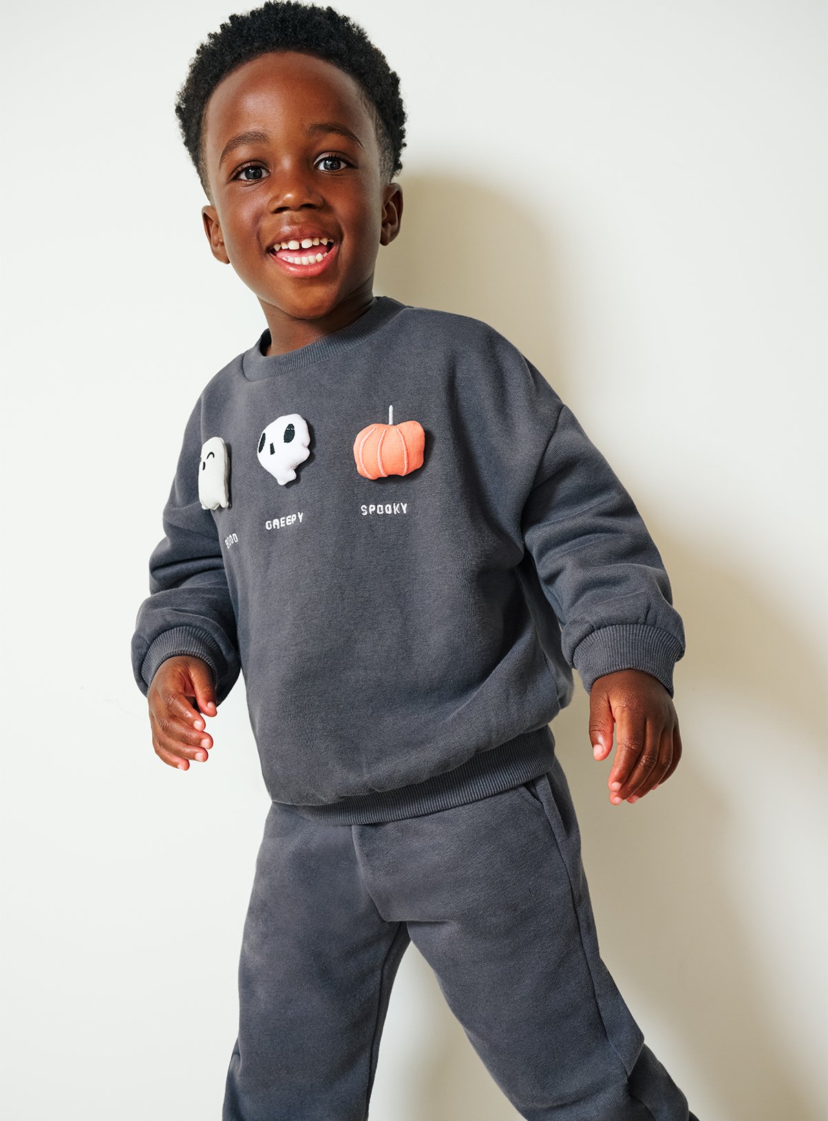 Grey Halloween Design Sweatshirt & Joggers Set