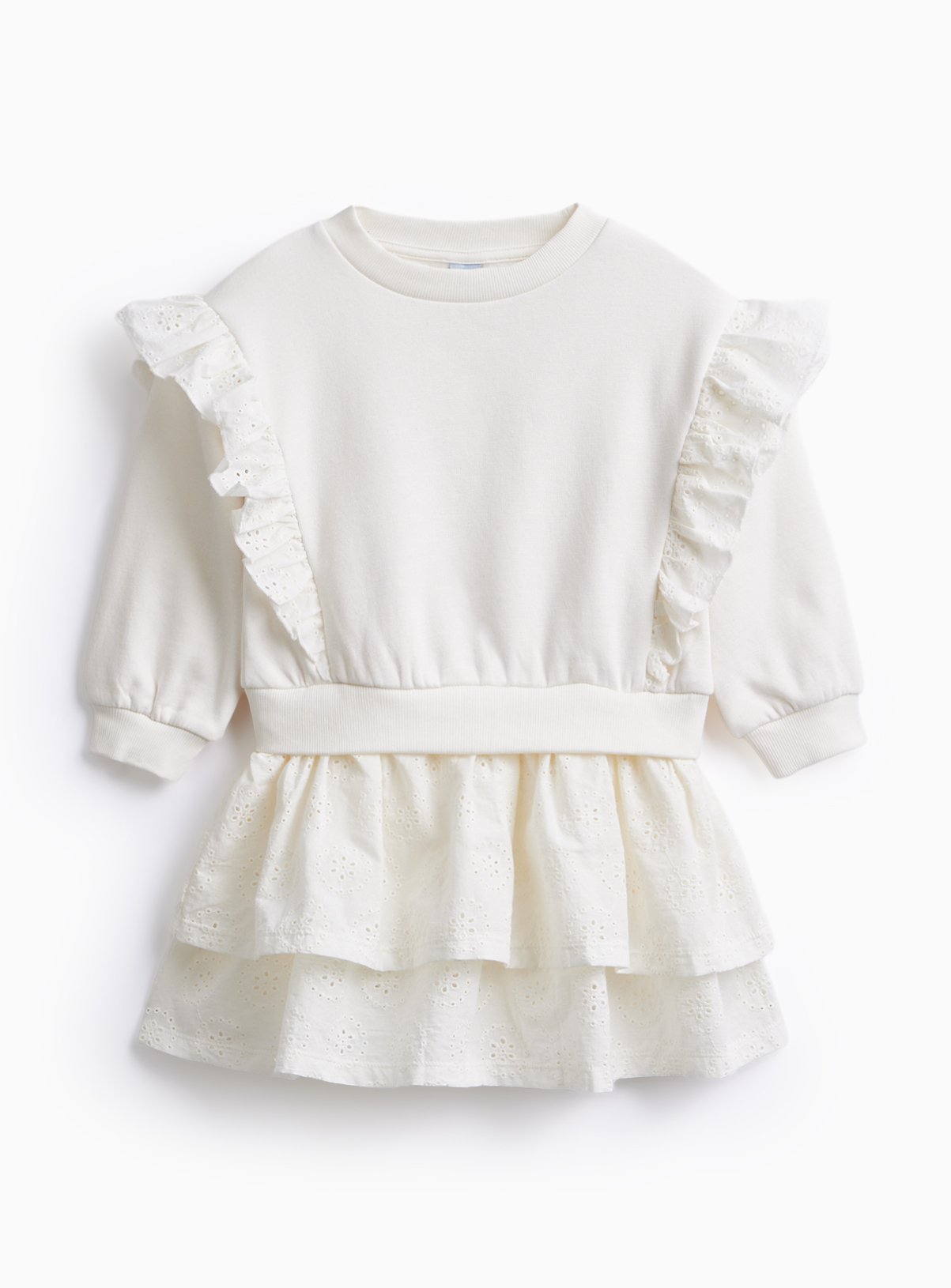 Broderie Frill Sweatshirt Dress