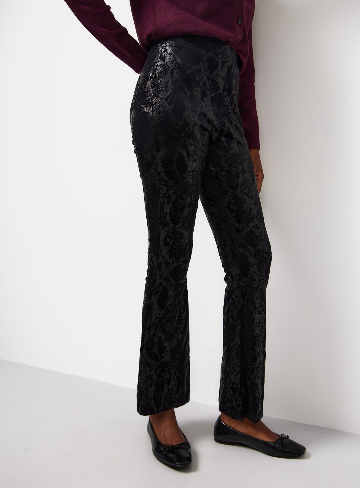 Black Snake Velvet Flare Trousers 16