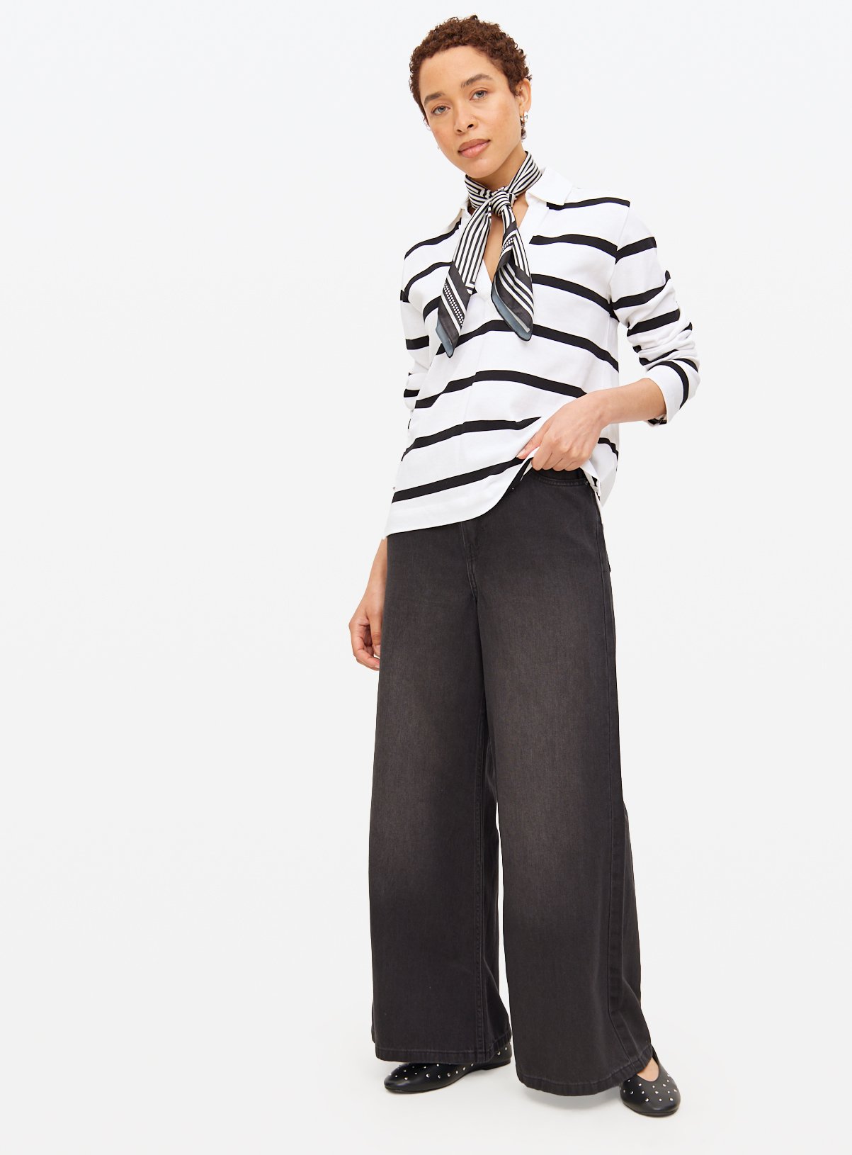 Palazzo Flare Washed Black Trousers